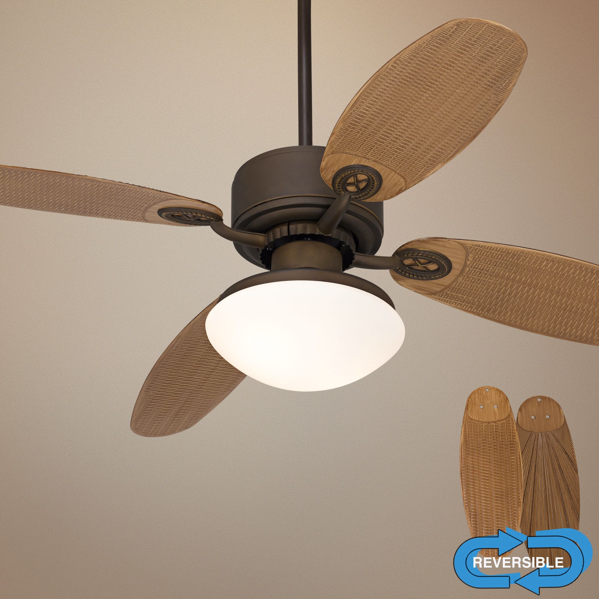 52" Casa Vieja Aerostat Rattan Blades Outdoor Ceiling Fan