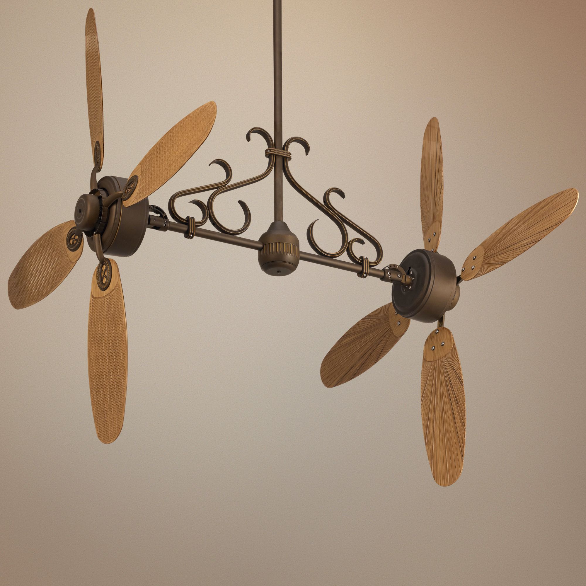 52 Casa Nova Rattan Dual Head Bronze Outdoor Ceiling Fan