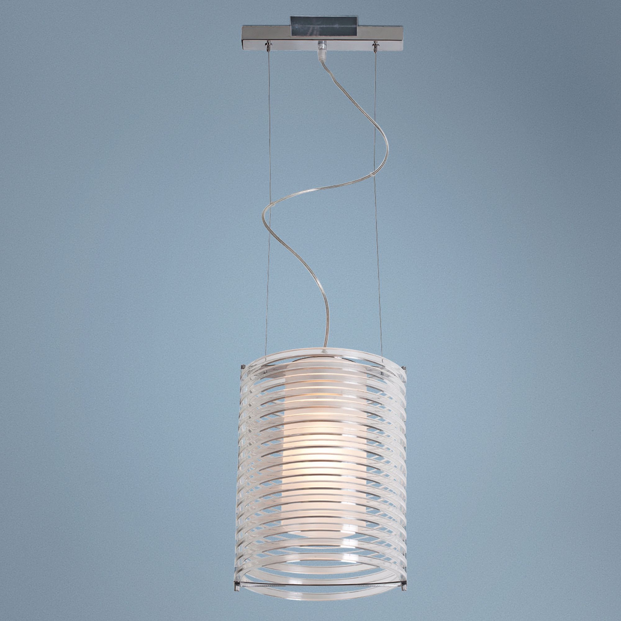 Enzo10" Wide Clear Acrylic and Chrome Pendant Light