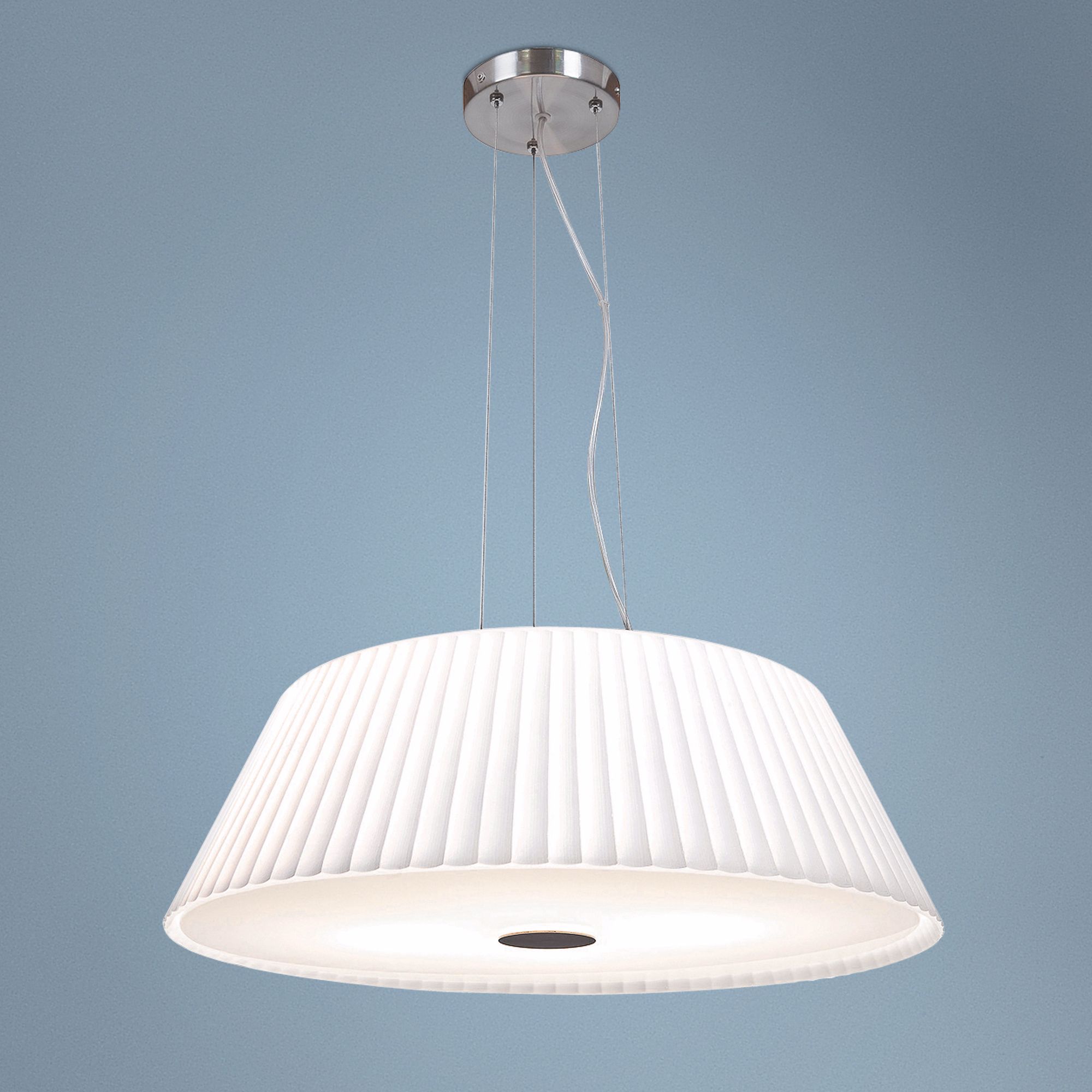 Leilah 21" Wide Brushed Steel and White Glass Pendant Light