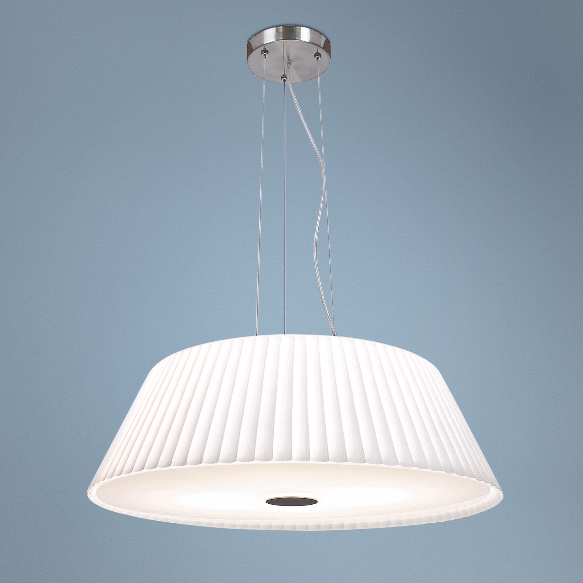 Leilah 17" Wide Brushed Steel and White Glass Pendant Light