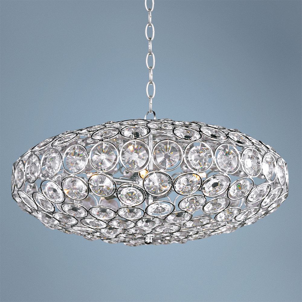 ET2 Brilliant 24" Wide 8-Light Oval Crystal Pendant Light