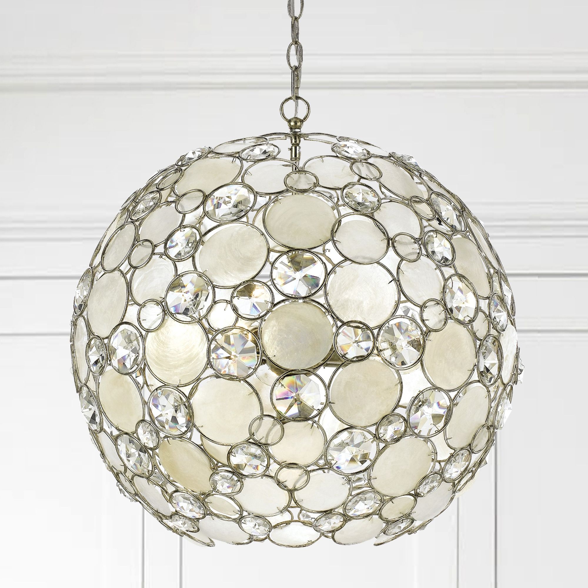 Crystorama Palla 21" Wide Antique Silver Pendant Light