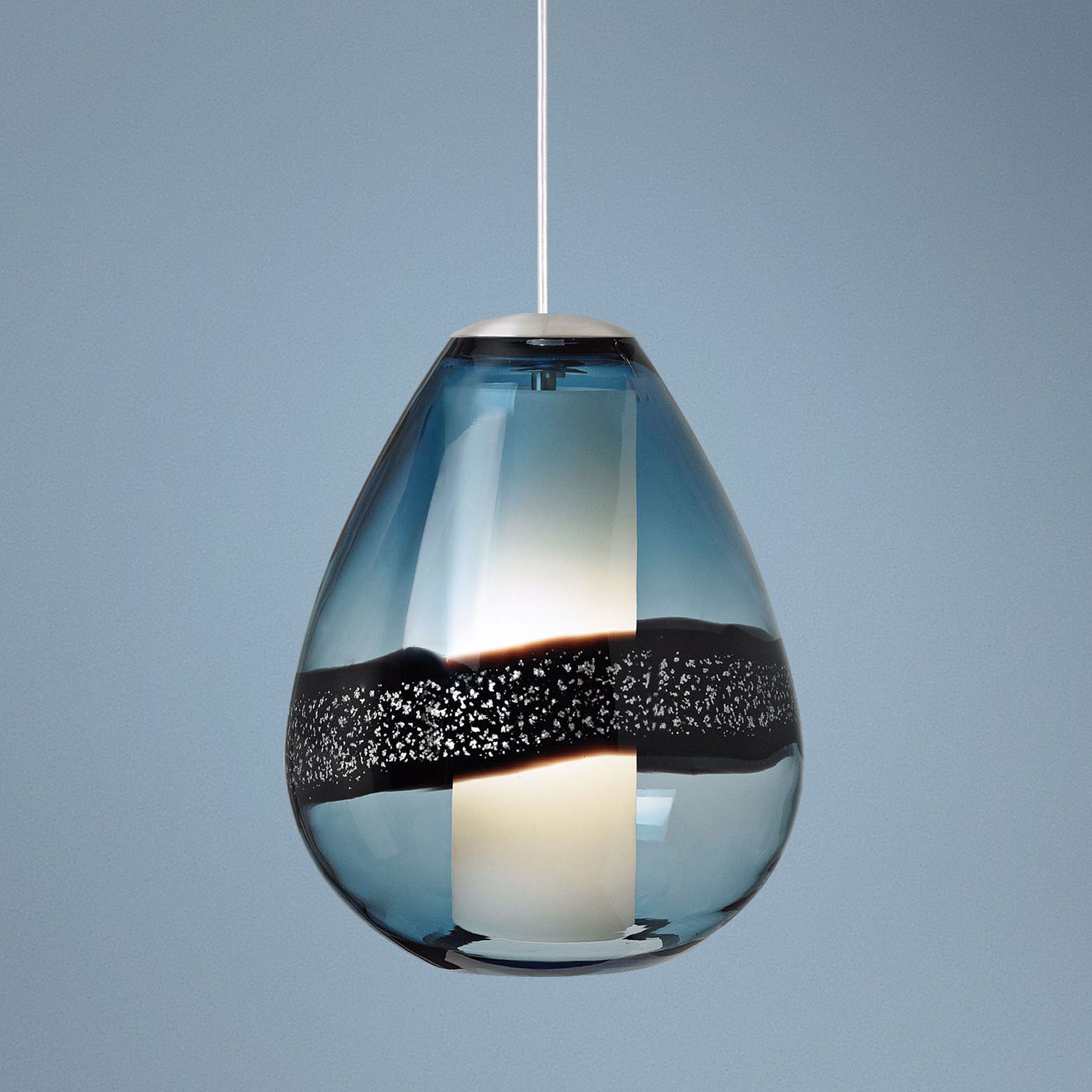LBL Miyu Steel Blue and Satin Nickel 10" Wide Pendant Light