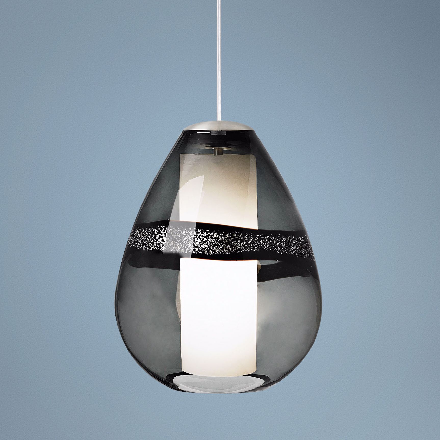 LBL Miyu Gray and Satin Nickel 10" Wide Pendant Light