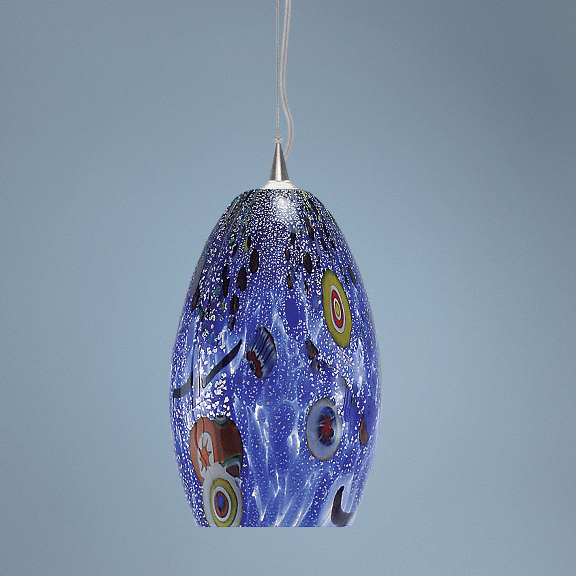LBL Monty 7 1/2" Wide Blue Murano Glass Pendant Light
