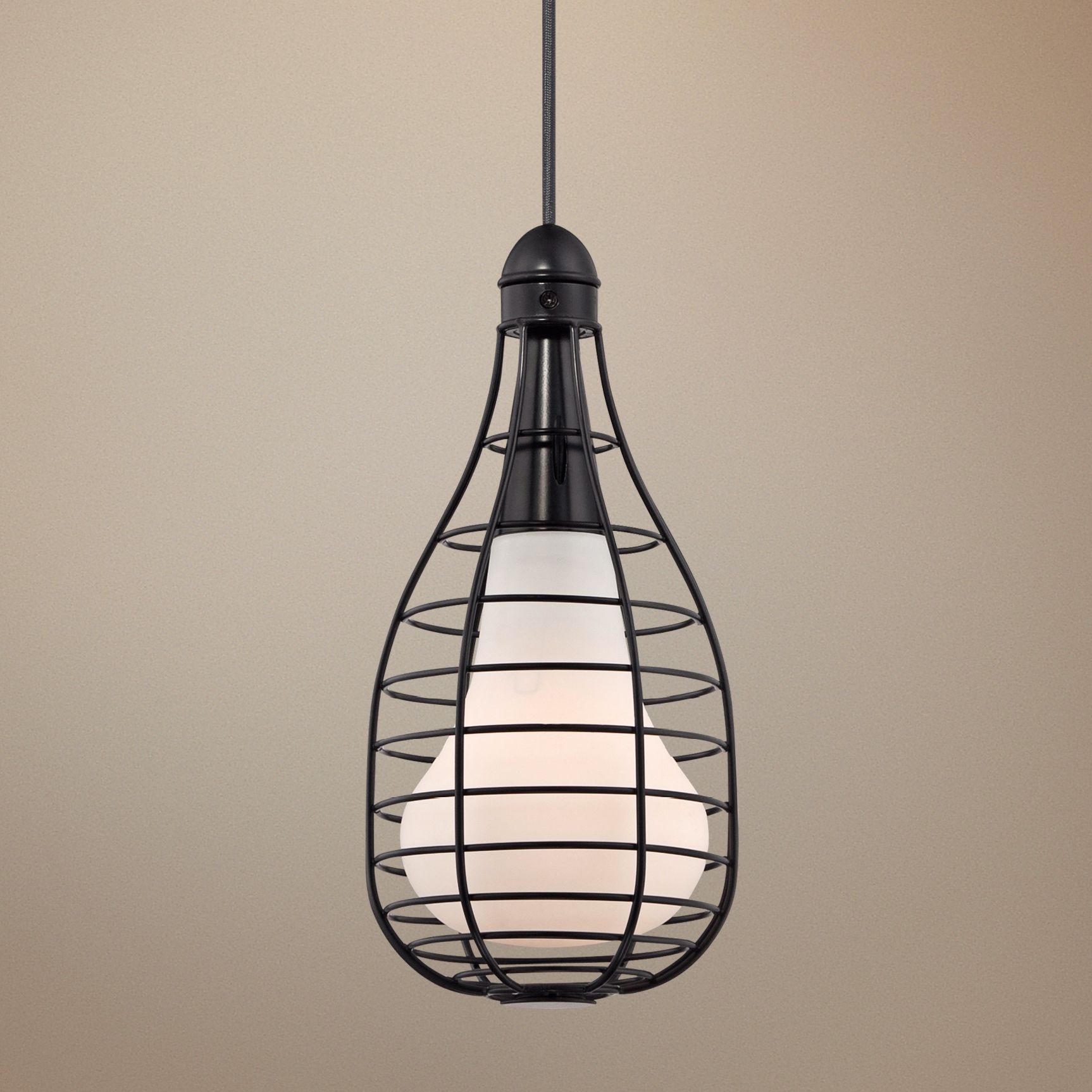 Industrial Cage 6" Wide Black Pendant Light