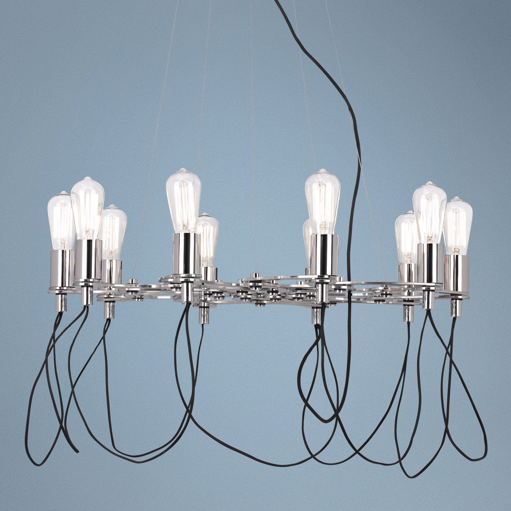 Possini Euro Chrome Edison Style Adjustable Chandelier