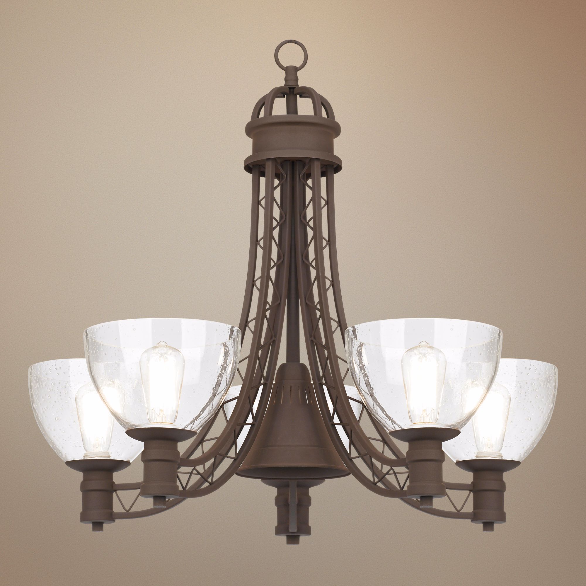 Industrial Lattice Truss 30" Wide Bronze Chandelier