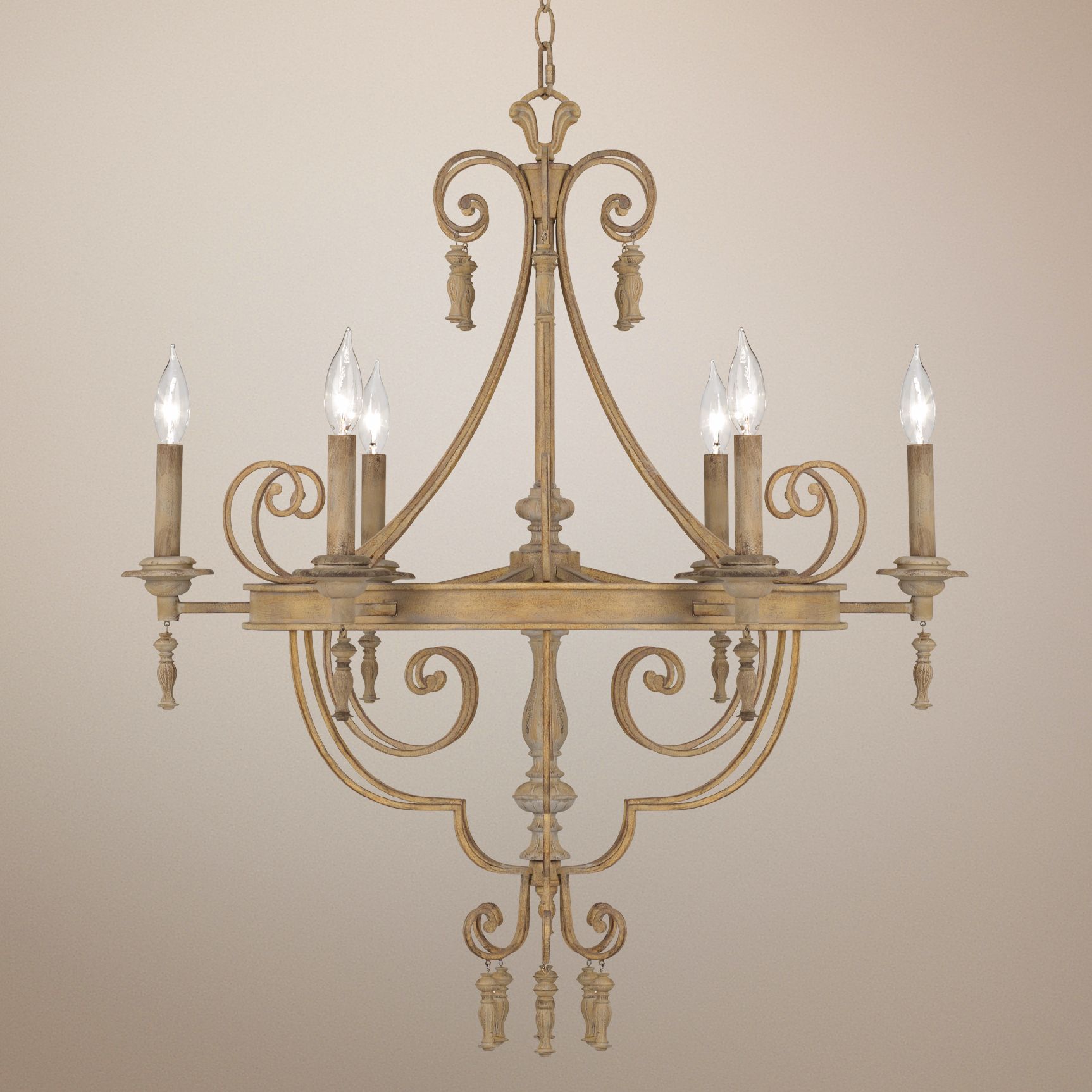 French White 6-Light 28" Wide Chandelier
