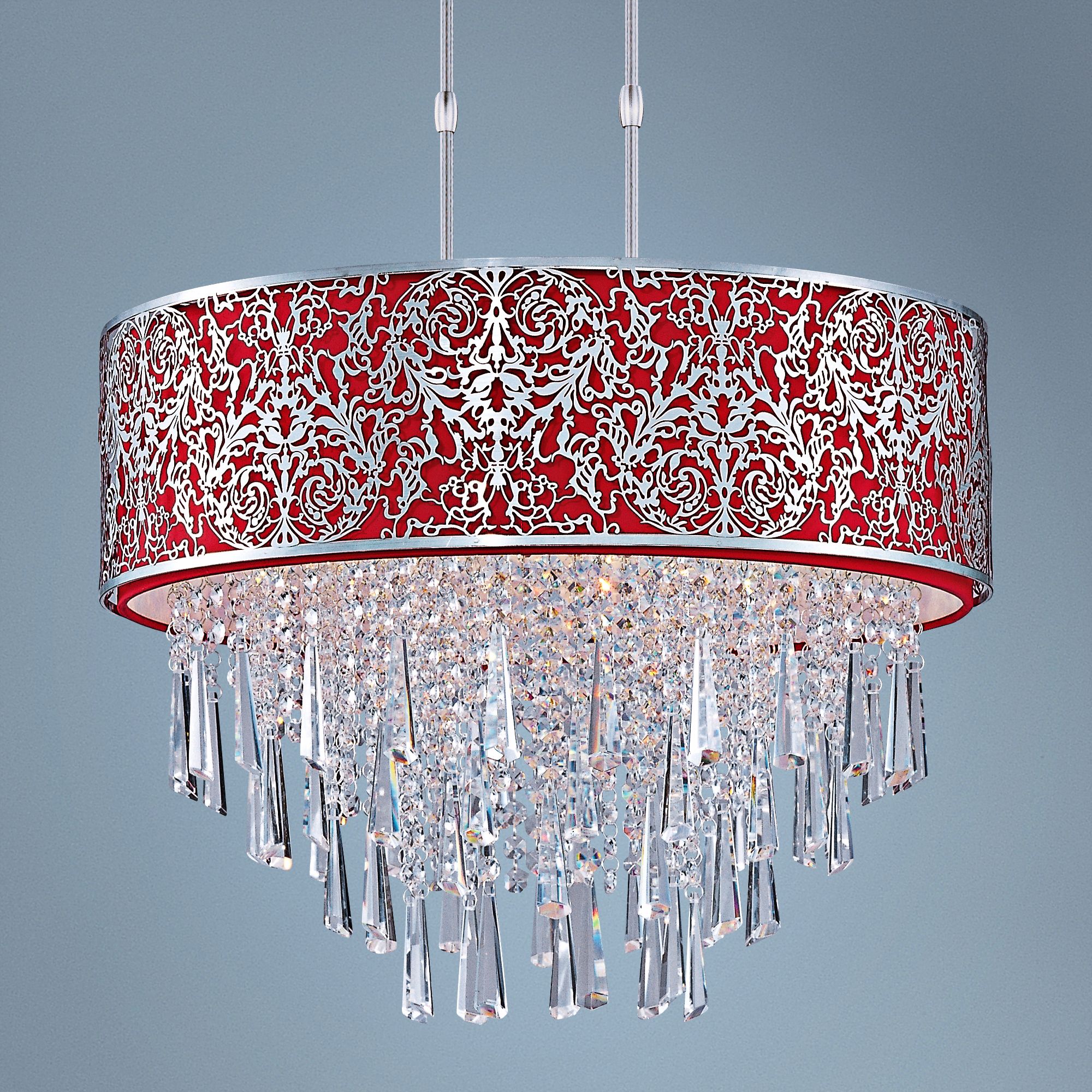 Maxim Rapture 21" Wide Red and Satin Nickel Pendant Light