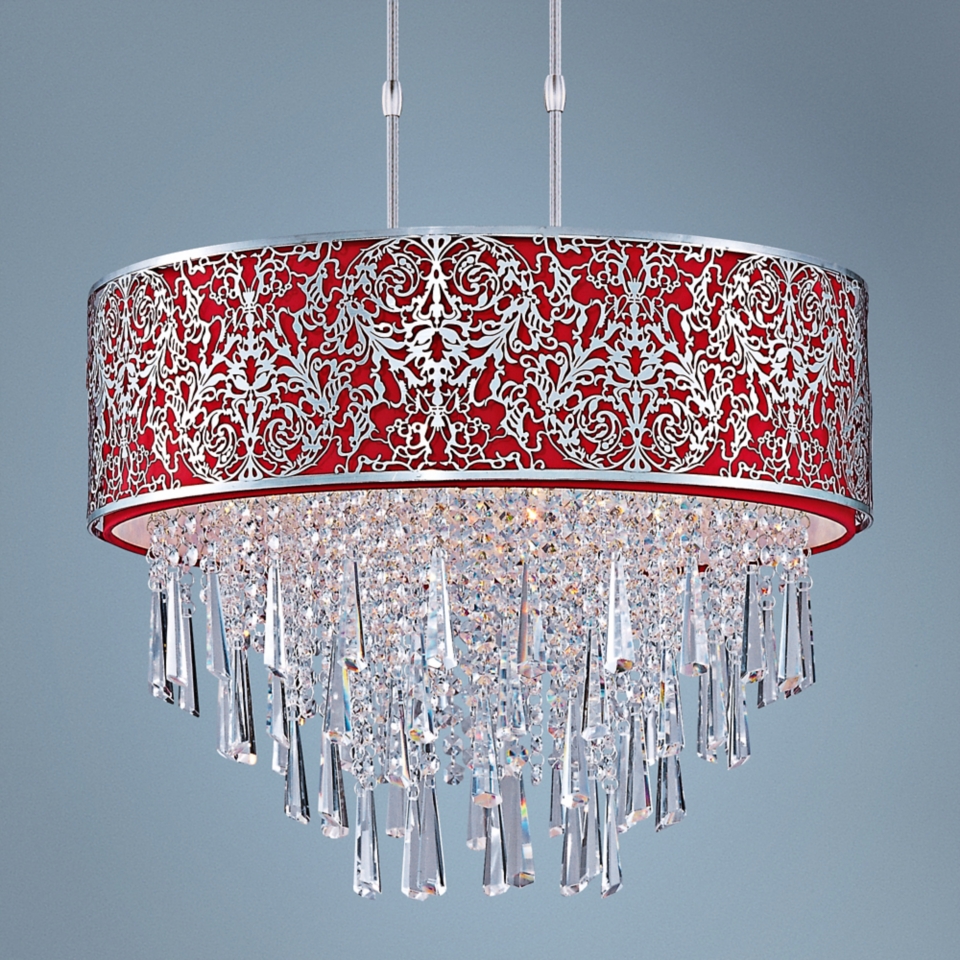 Maxim Rapture 21" Wide Red and Satin Nickel Pendant Light   #V3321