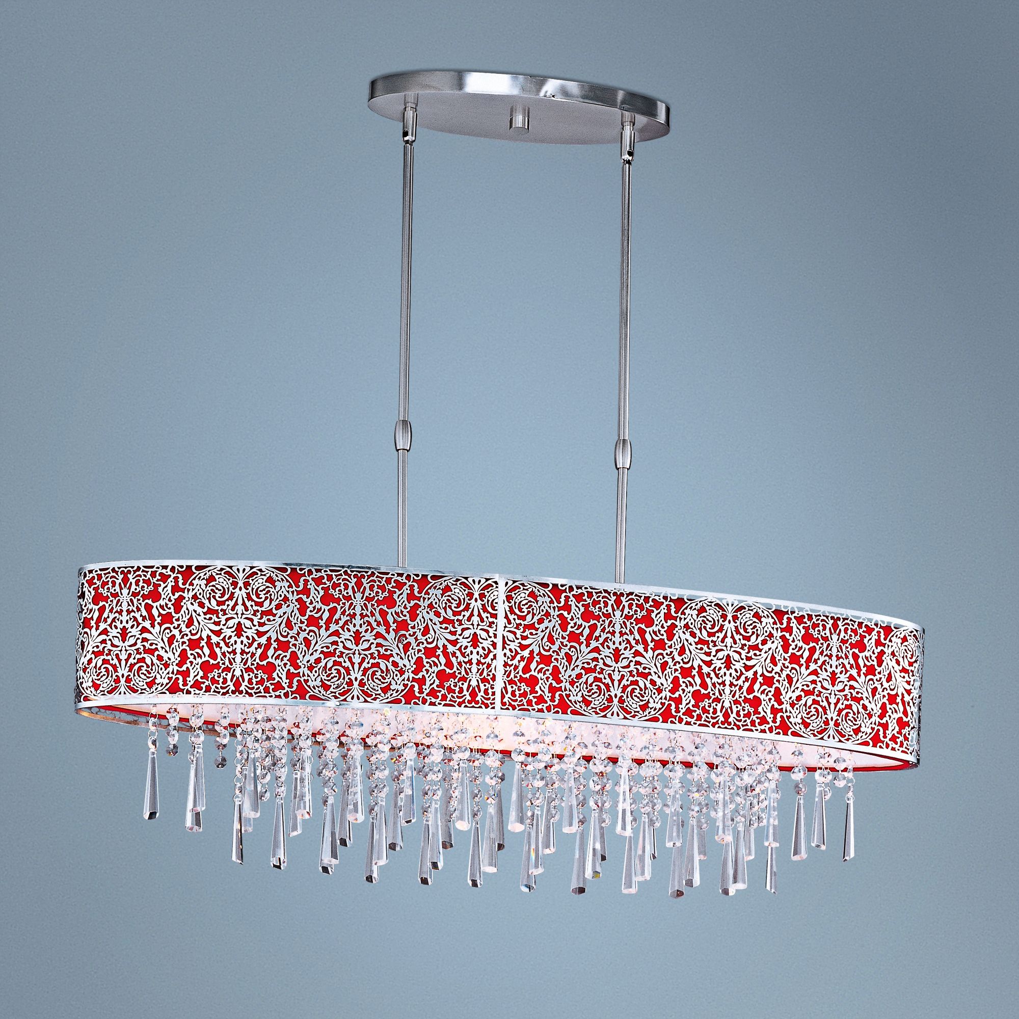 Maxim Rapture 37 3/4" Red and Satin Nickel Island Chandelier