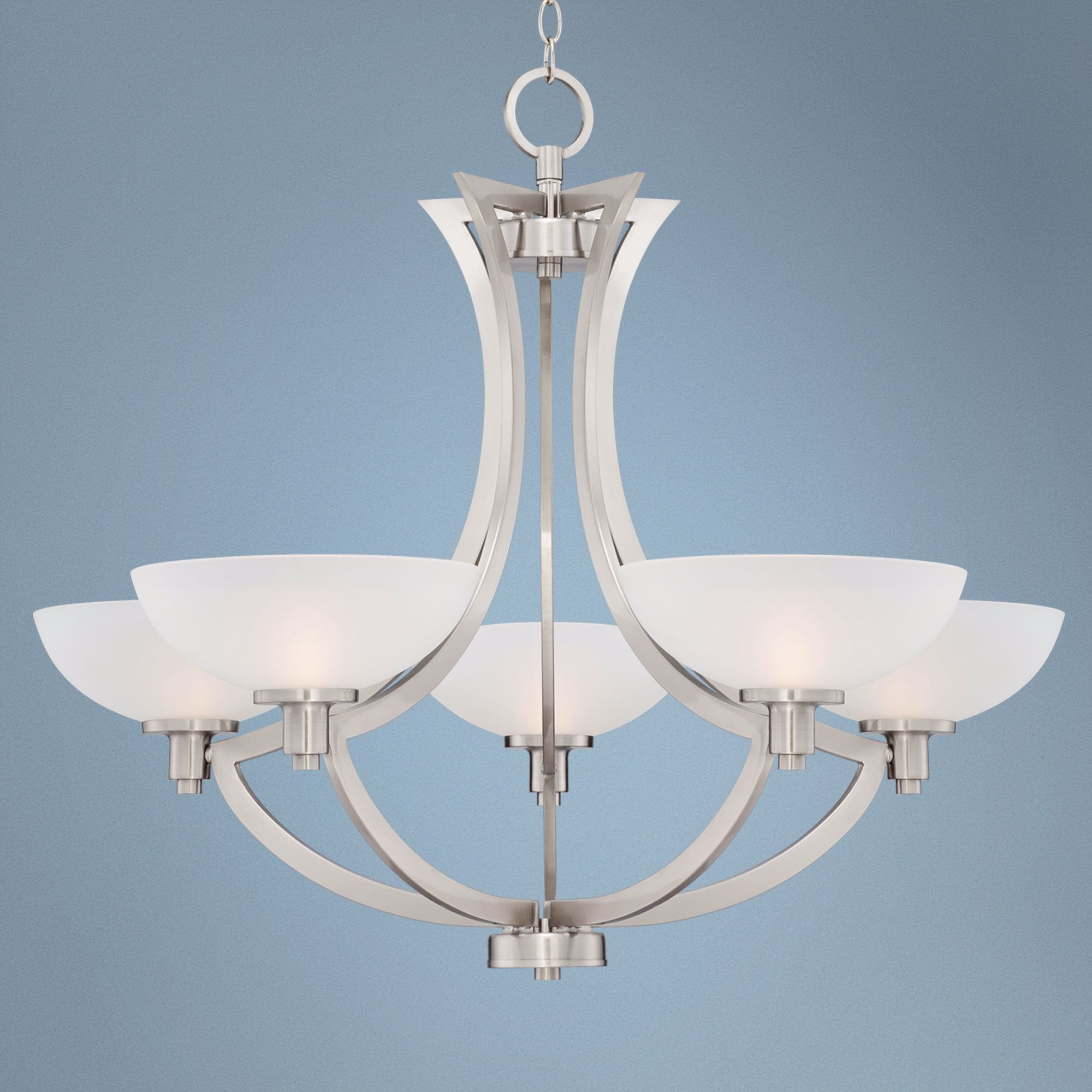 Etched Glass 34" Wide 5-Light Chandelier