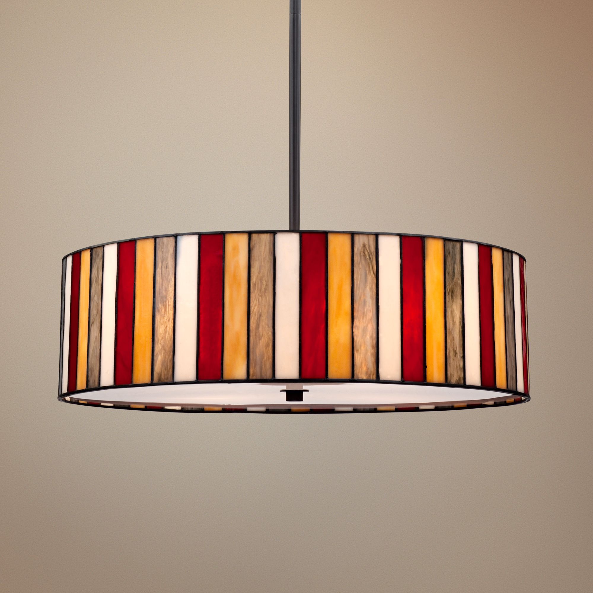 Striped Art Glass 20" Wide Bronze Pendant Light