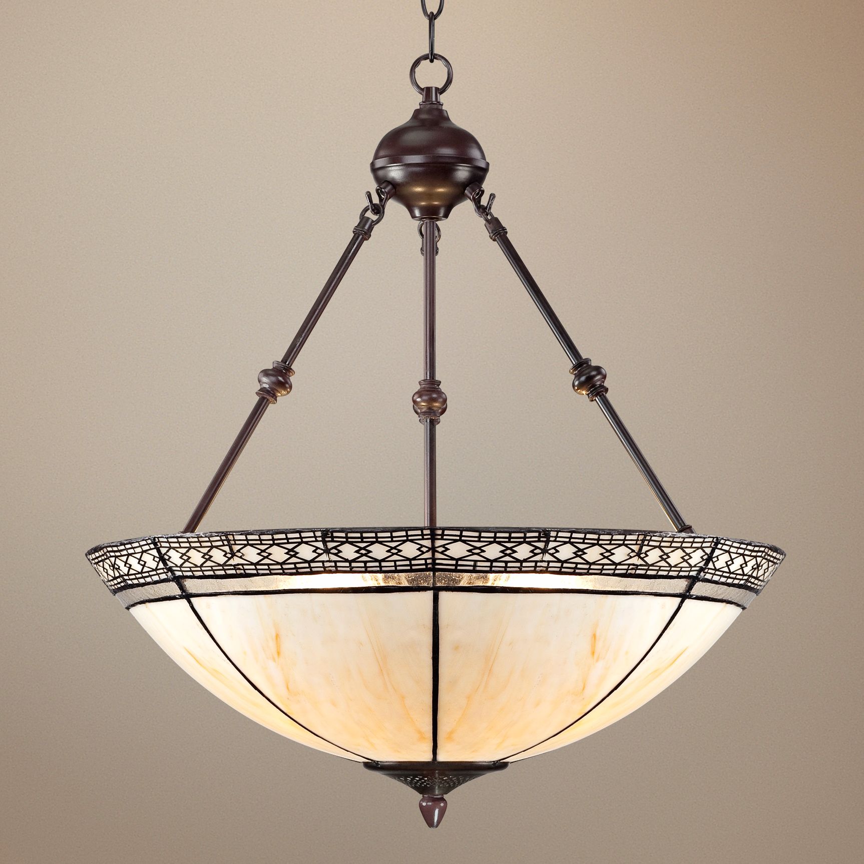 Tiffany Style 3-Light Mission 24" High Glass Pendant Light