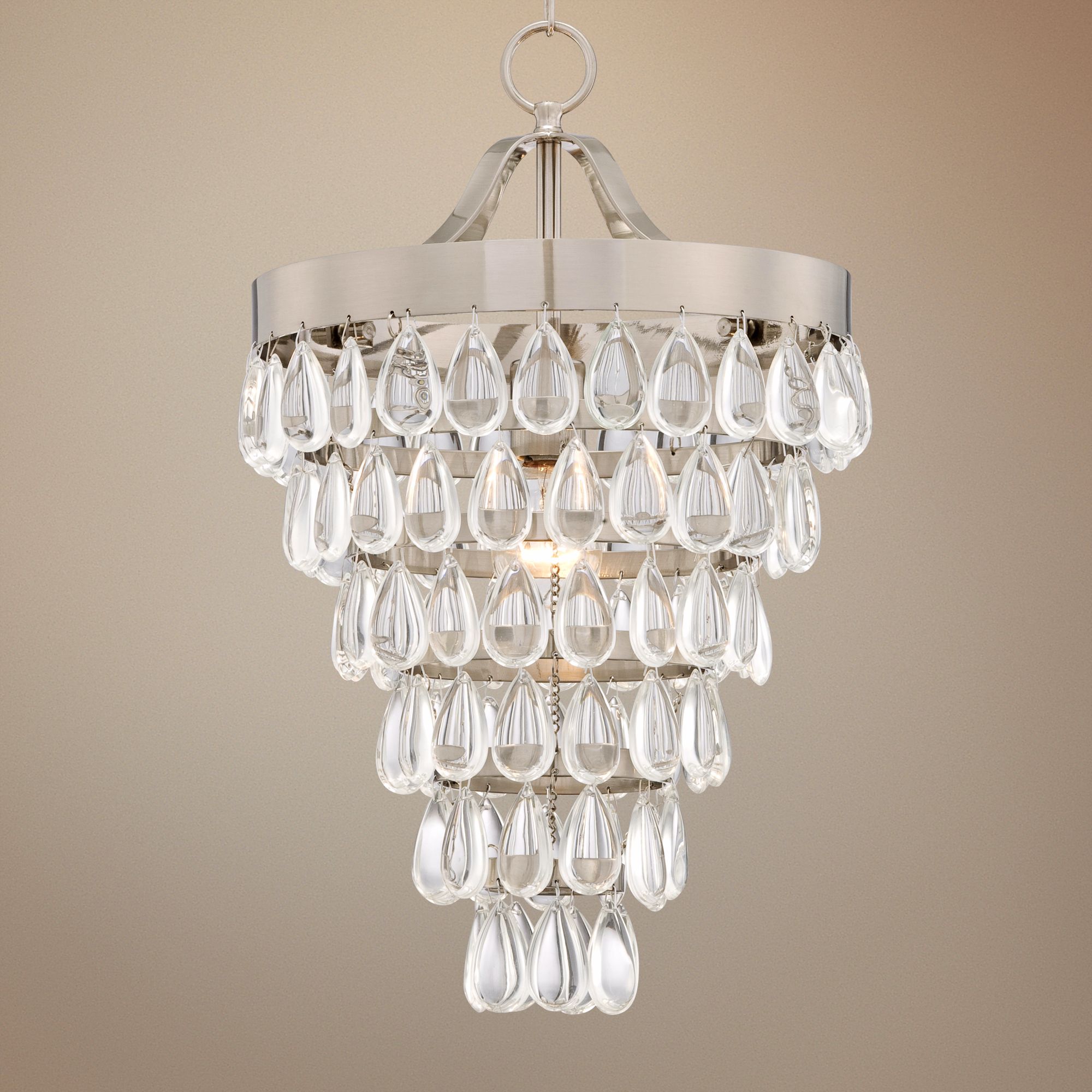 Brushed Steel and Crystal 12 1/2" Wide Pendant Light
