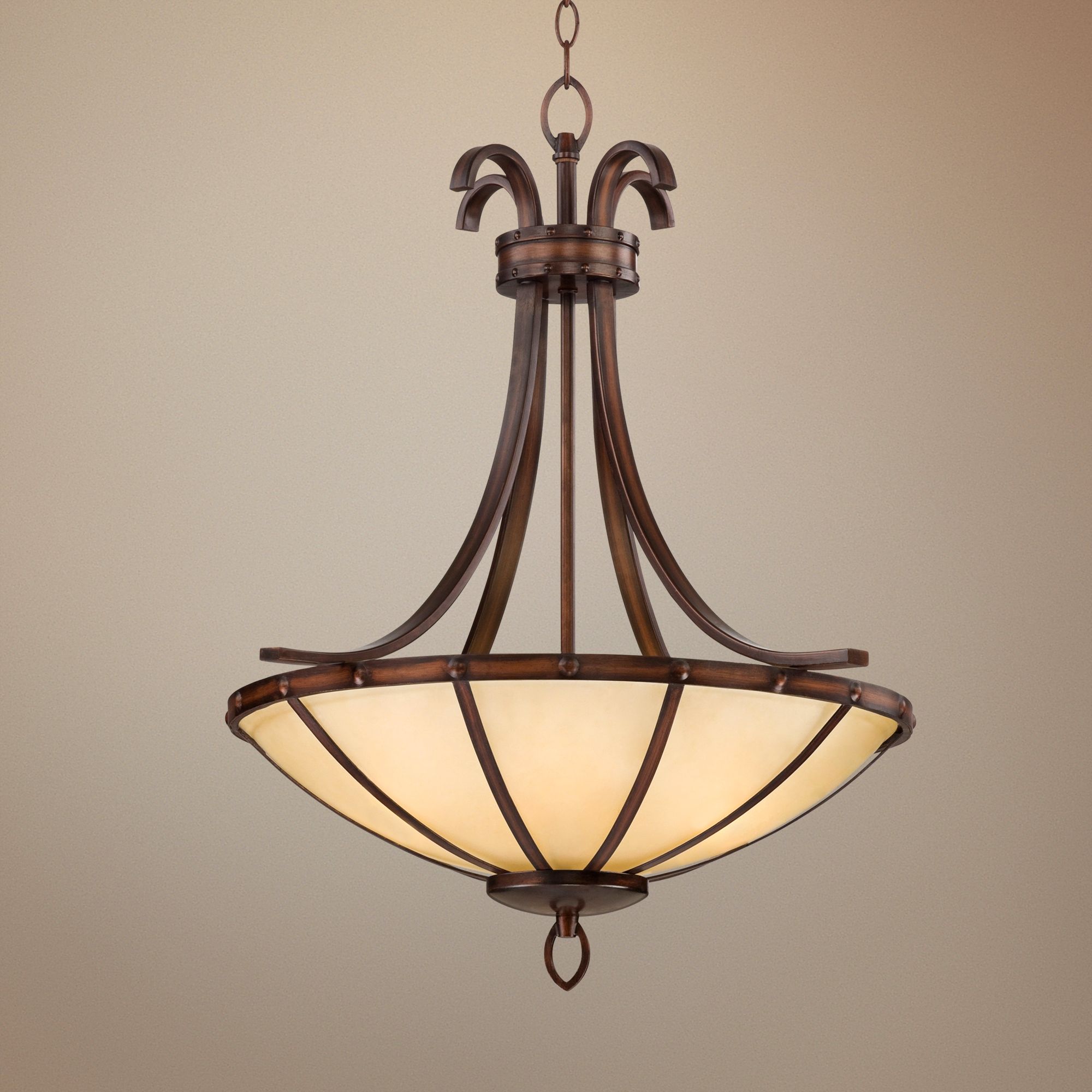 Wilton Bronze 24" Wide Ecru Glass Bowl Pendant Light