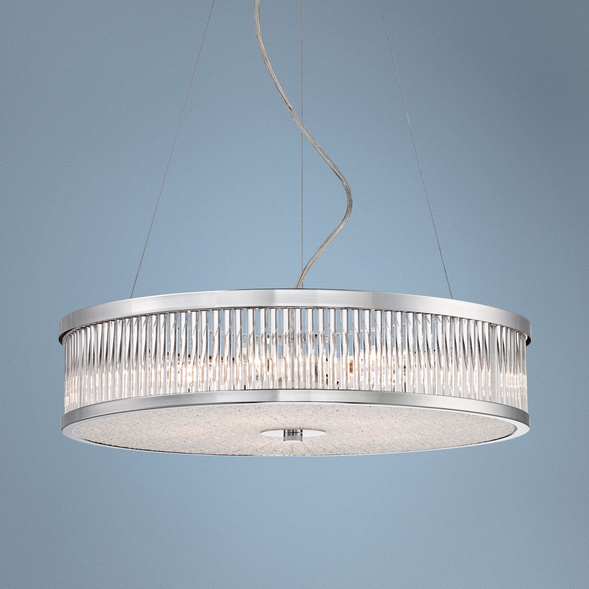 Possini Euro Round Chrome and Glass Rod Pendant