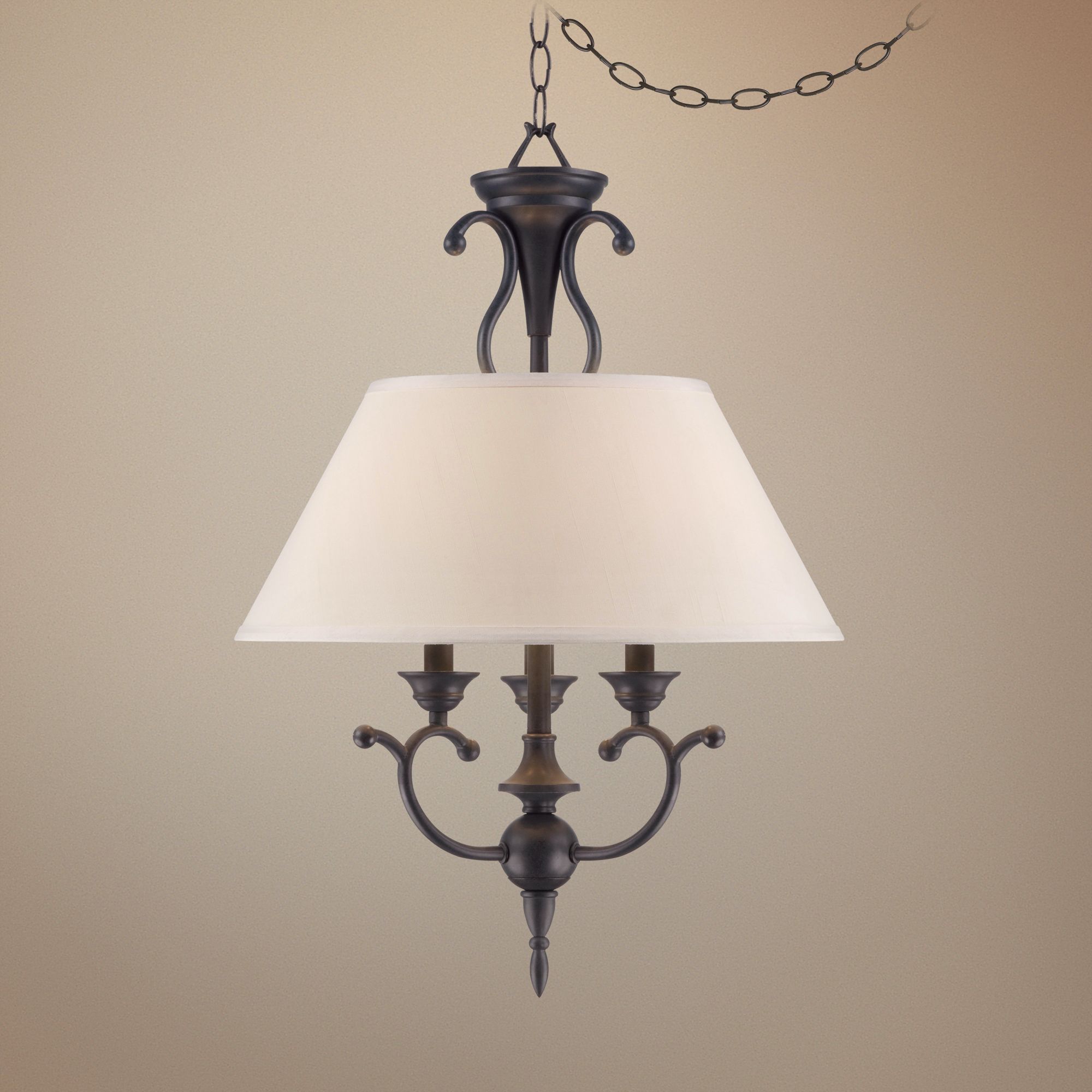 Ginger Black 18" Wide 3-Light Swag Plug-in Chandelier