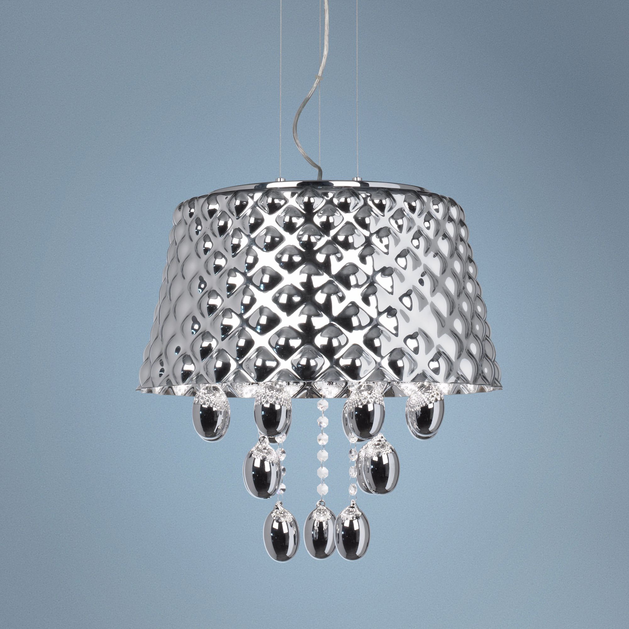 Possini Euro Bubble Drum 18" Wide Chrome Glass Pendant Light