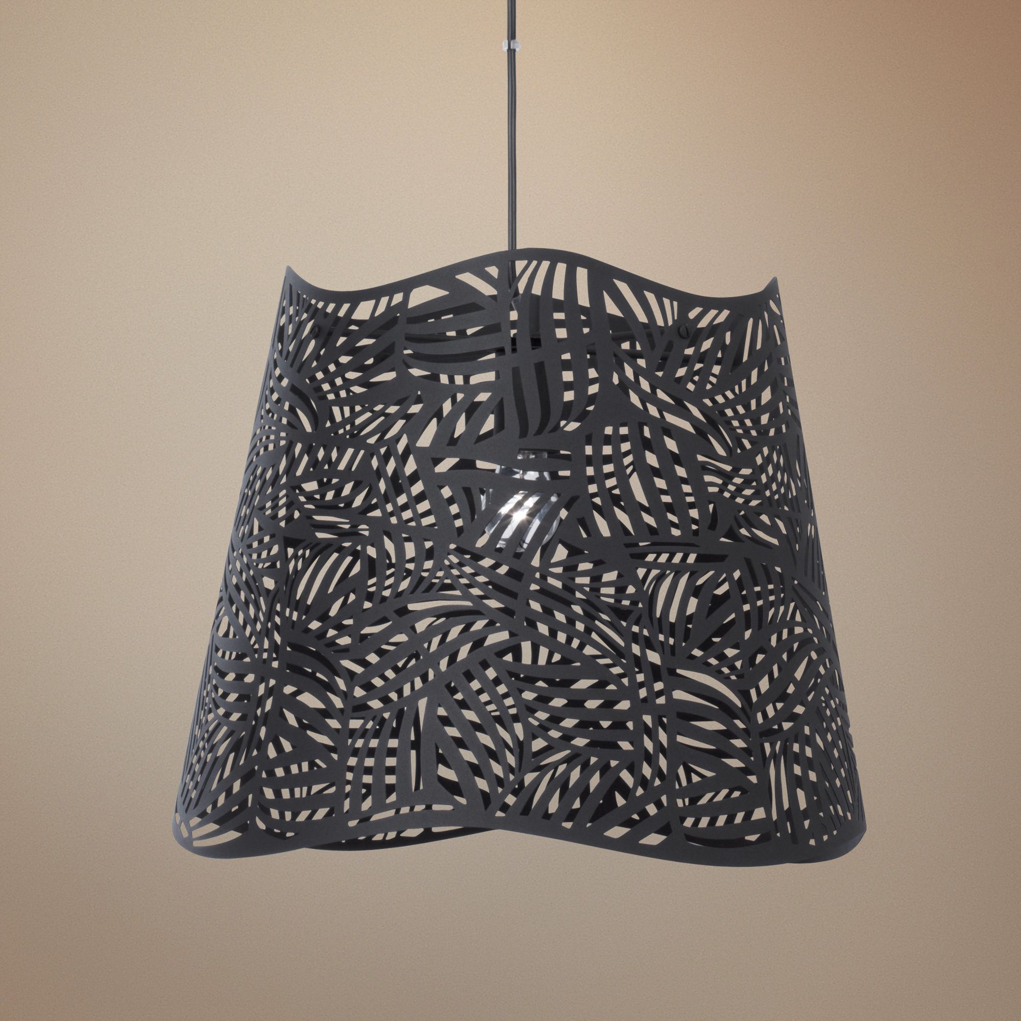 Possini Euro Wilmington 16" Wide Cut-Out Black Pendant Light