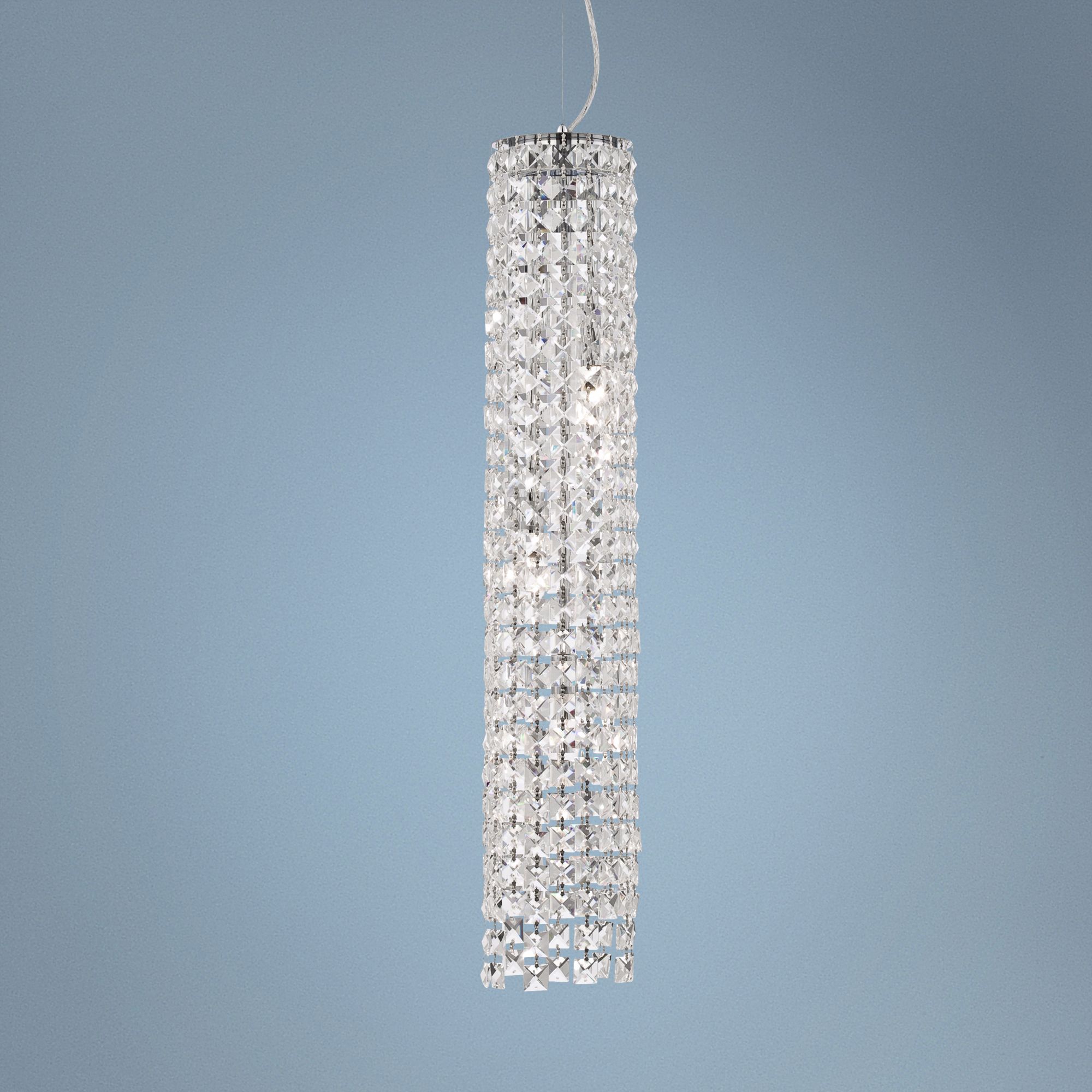 Chrome 4-Light 5 1/4" Crystal Long Mini-Pendant Light