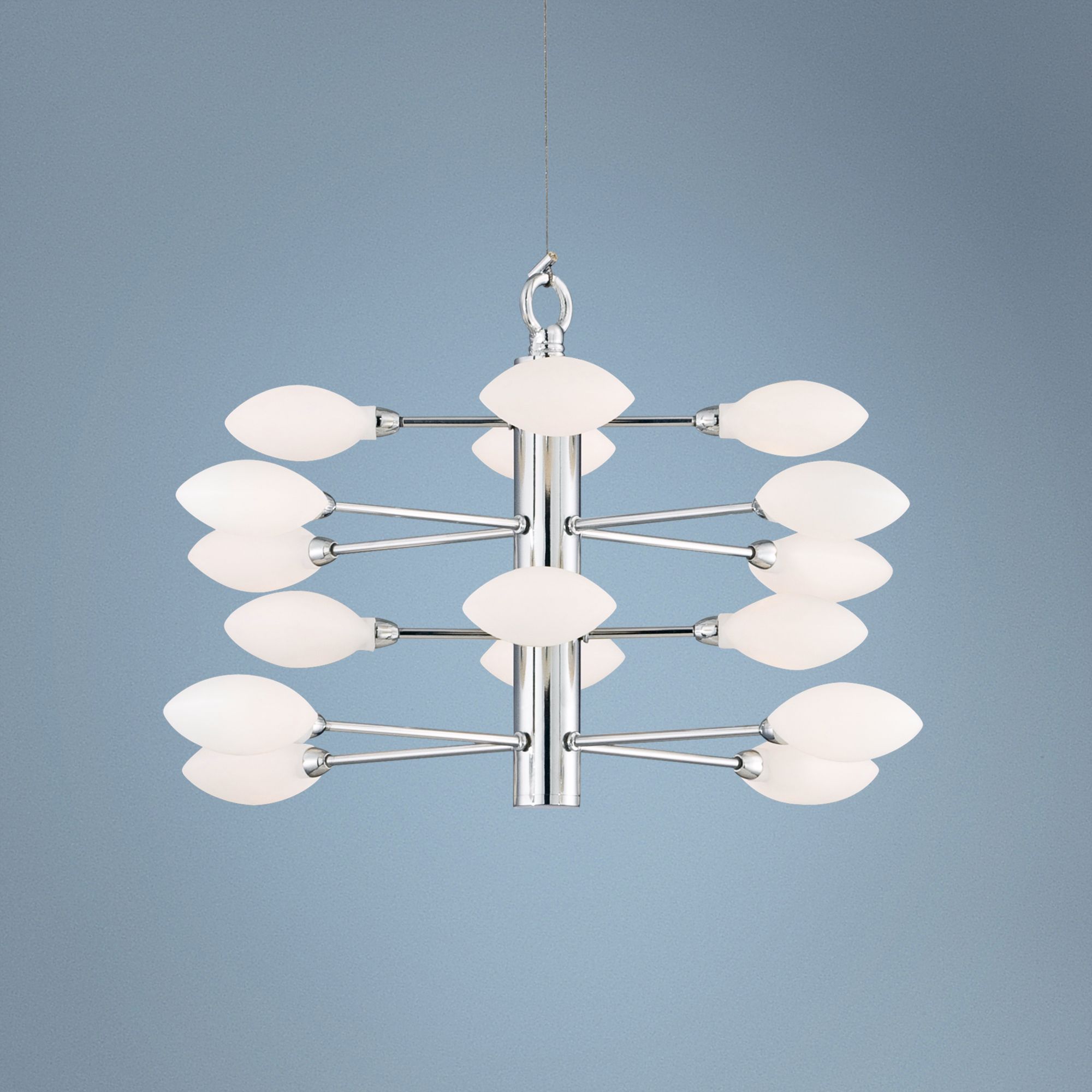 Four Tier 17" Wide Oval Frosted Glass Pendant Light