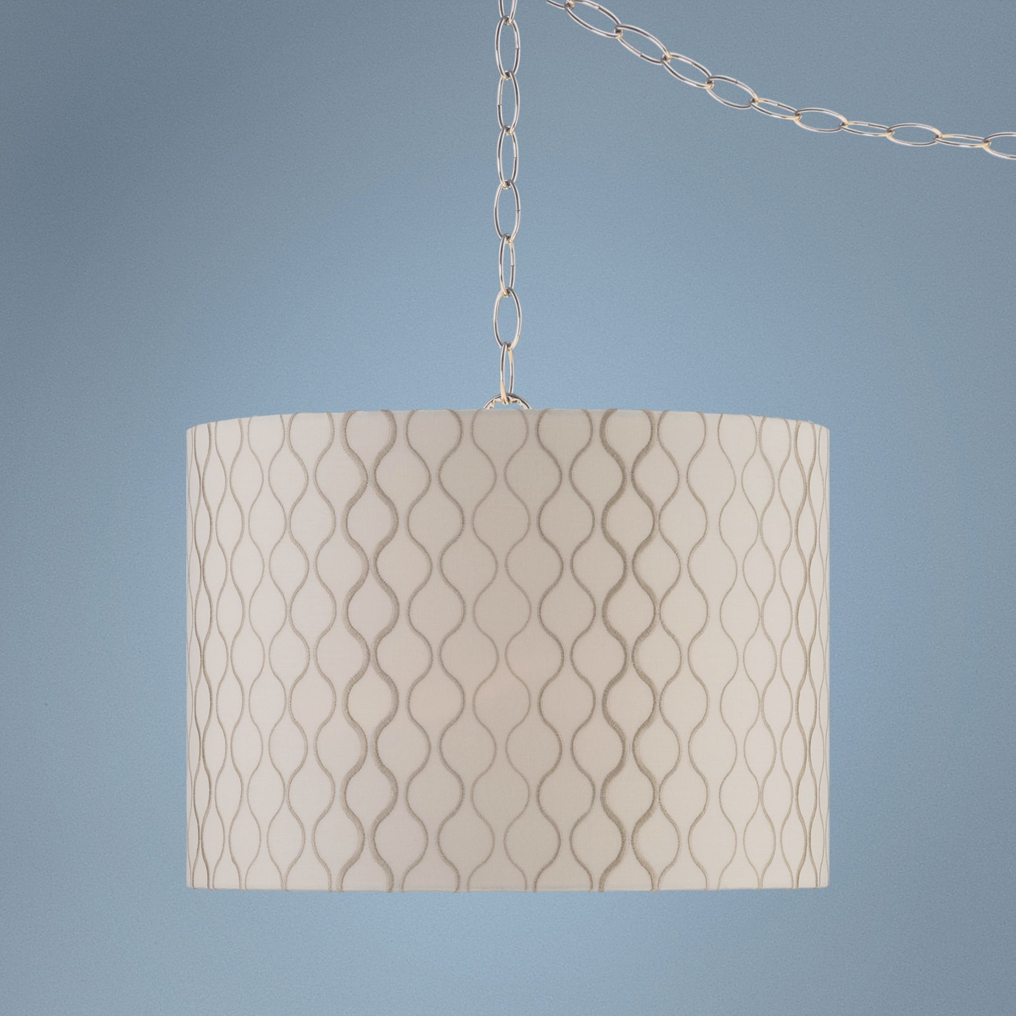 Embroidered Hourglass Swag Style Plug-In Chandelier