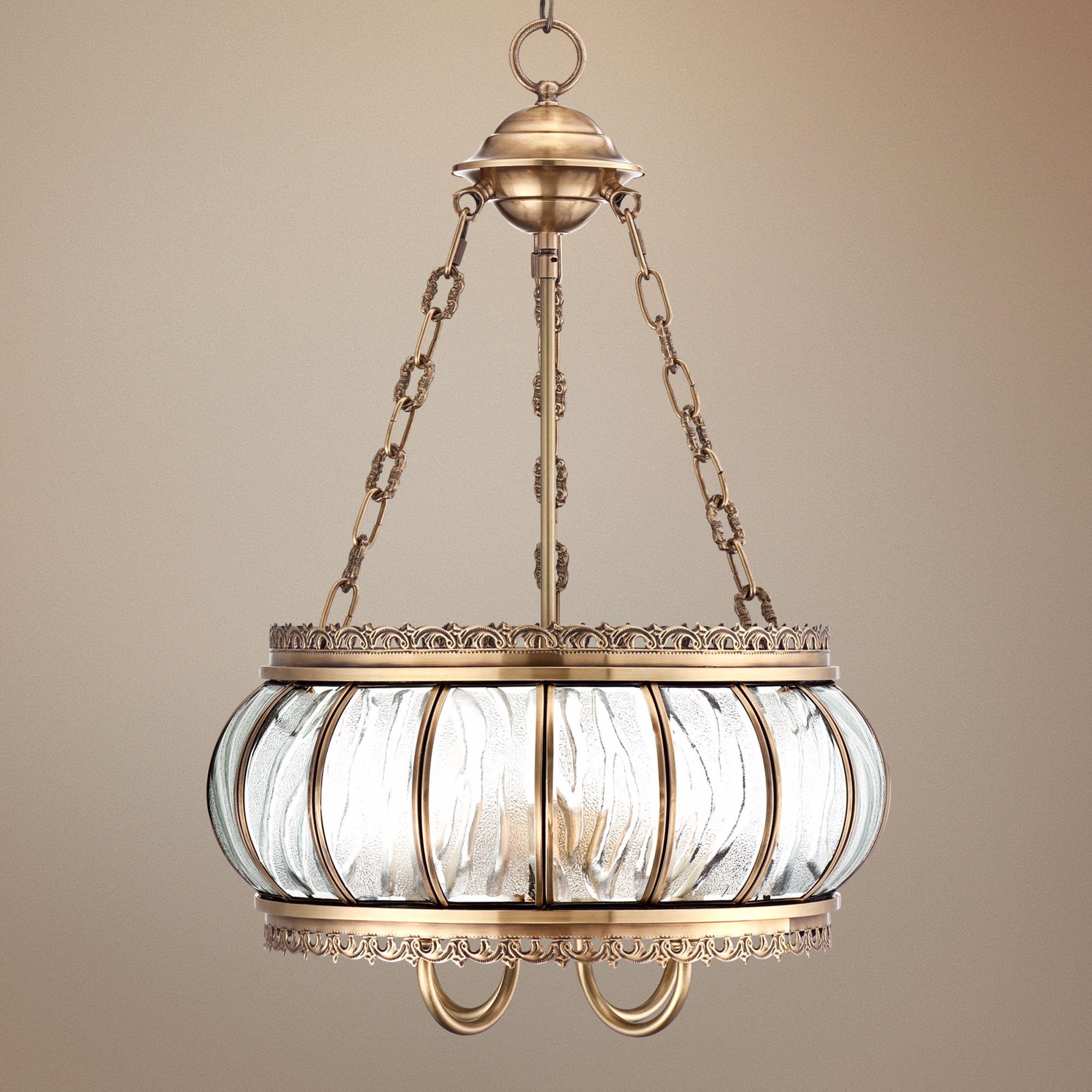 Global Glass 16" Wide Brass Pendant Light