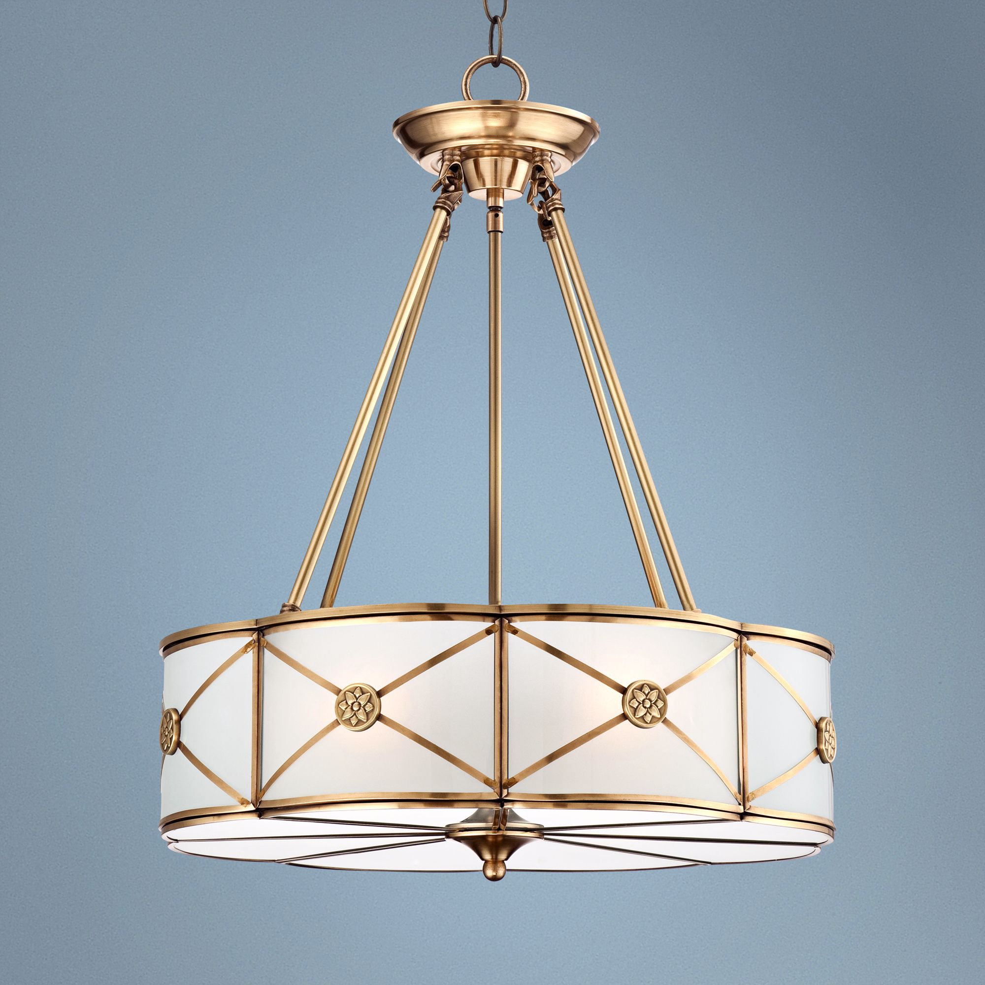 Possini Mirna Frosted Glass 19" Wide Brass Pendant Light