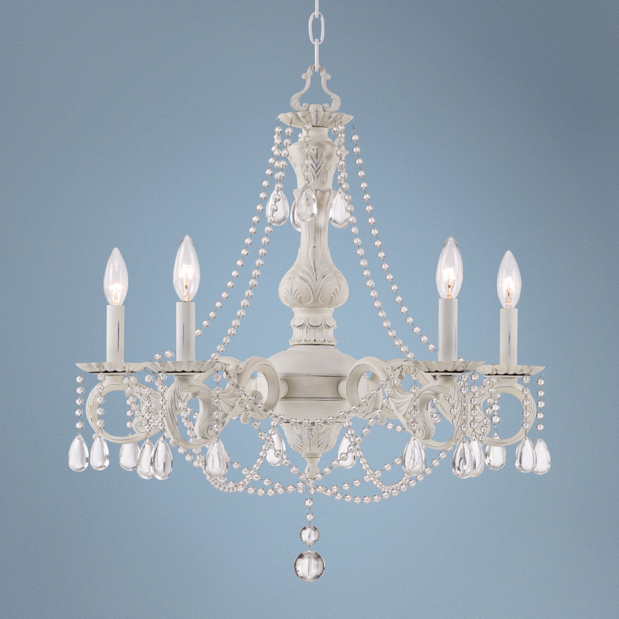 Kathy Ireland Stacey White 5-Light Beaded Crystal Chandelier