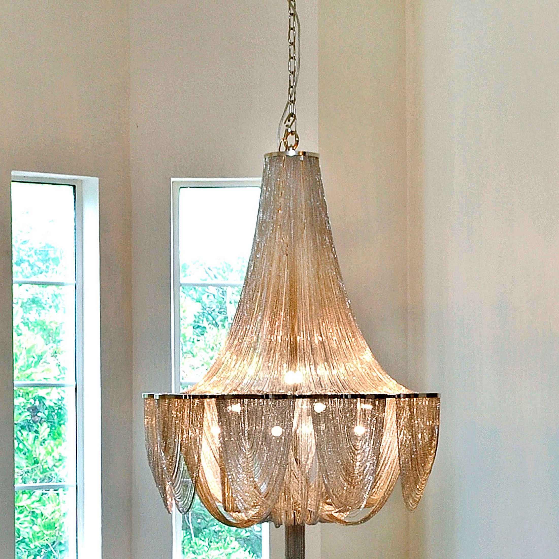 Maxim Chantilly 14" Wide Nickel Jewelry Chain Chandelier