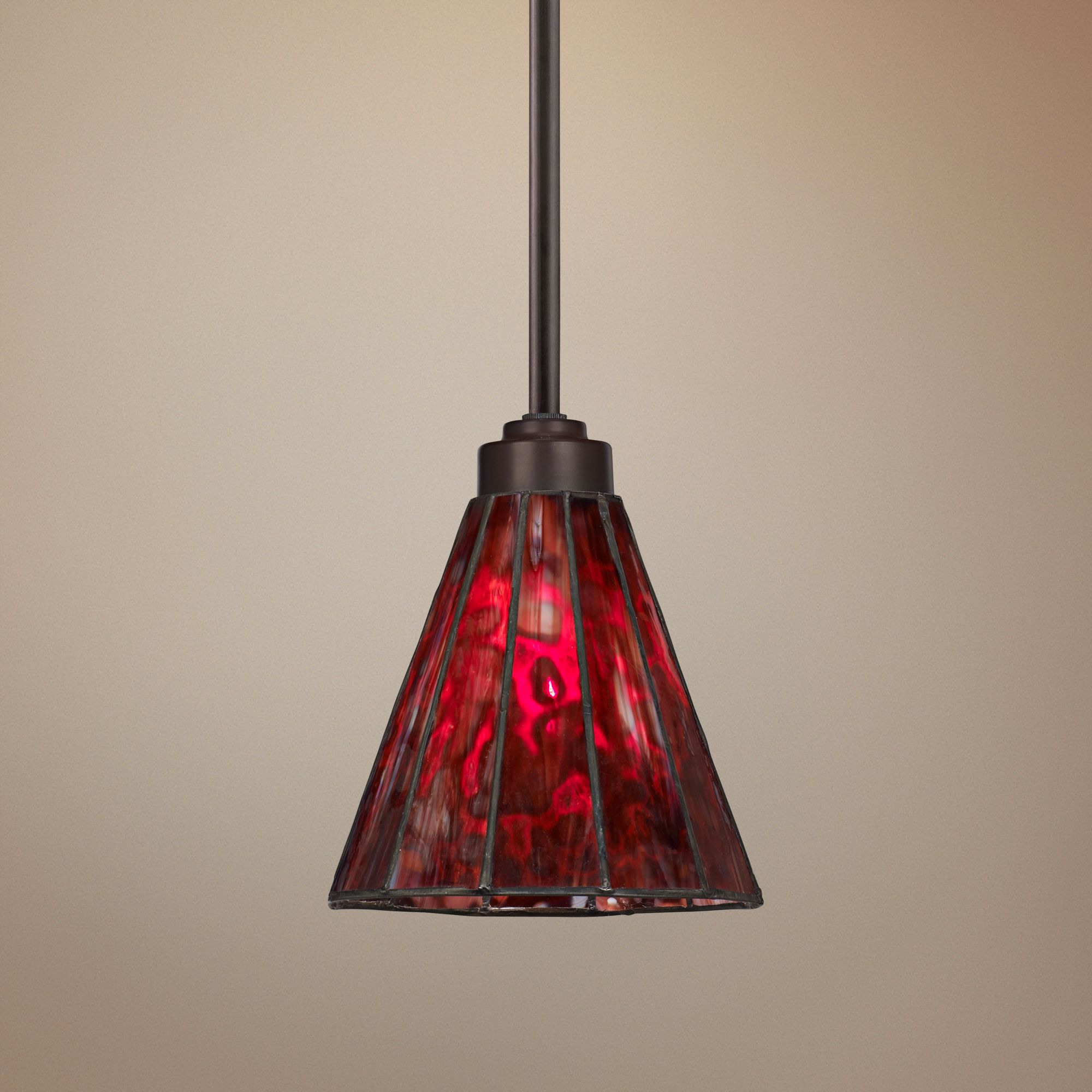 Tiffany Style 7 1/2" Wide Red Glass Mini Pendant  Light