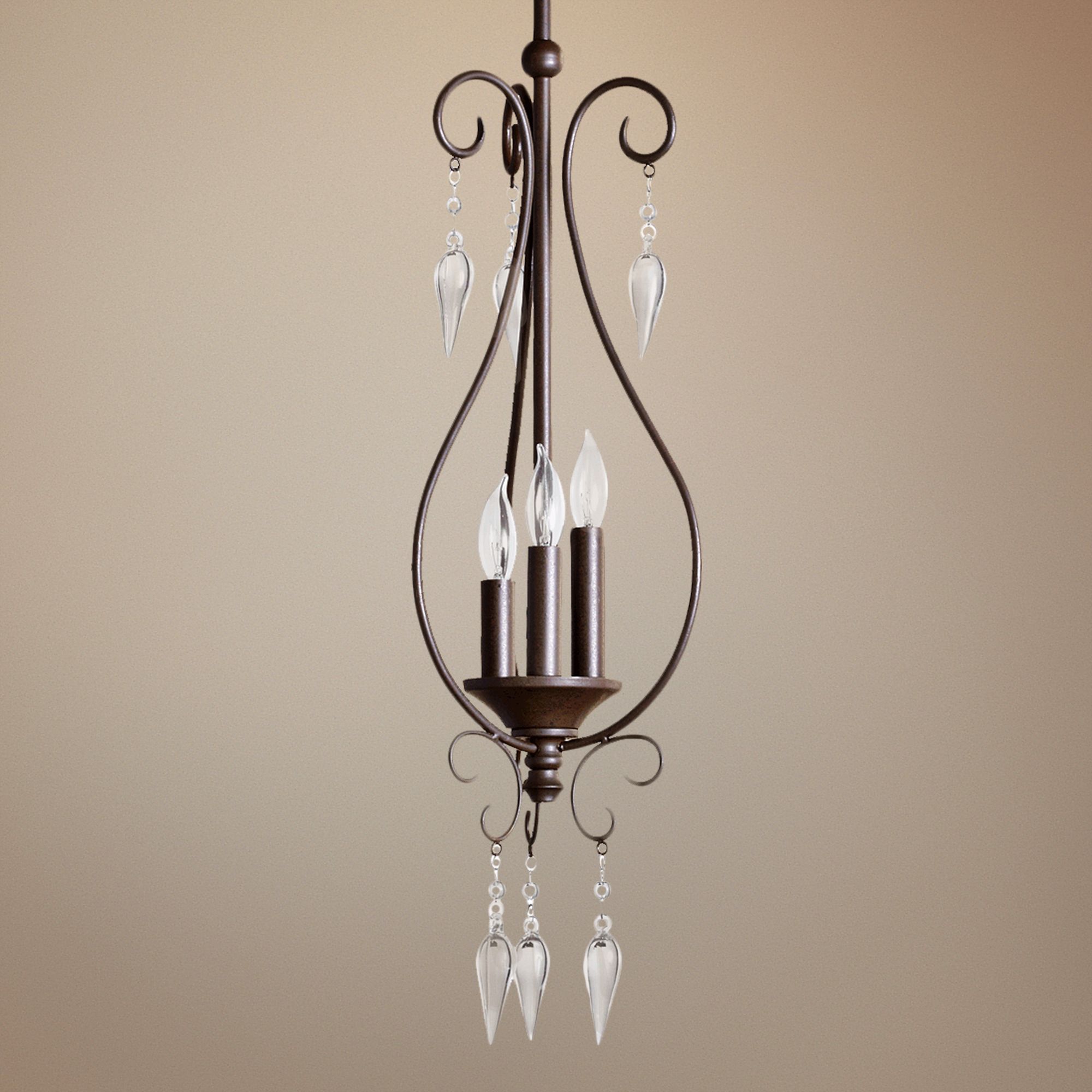 Quorum Vesta 3-Light 8 1/2" Oiled Bronze Mini Pendant Light