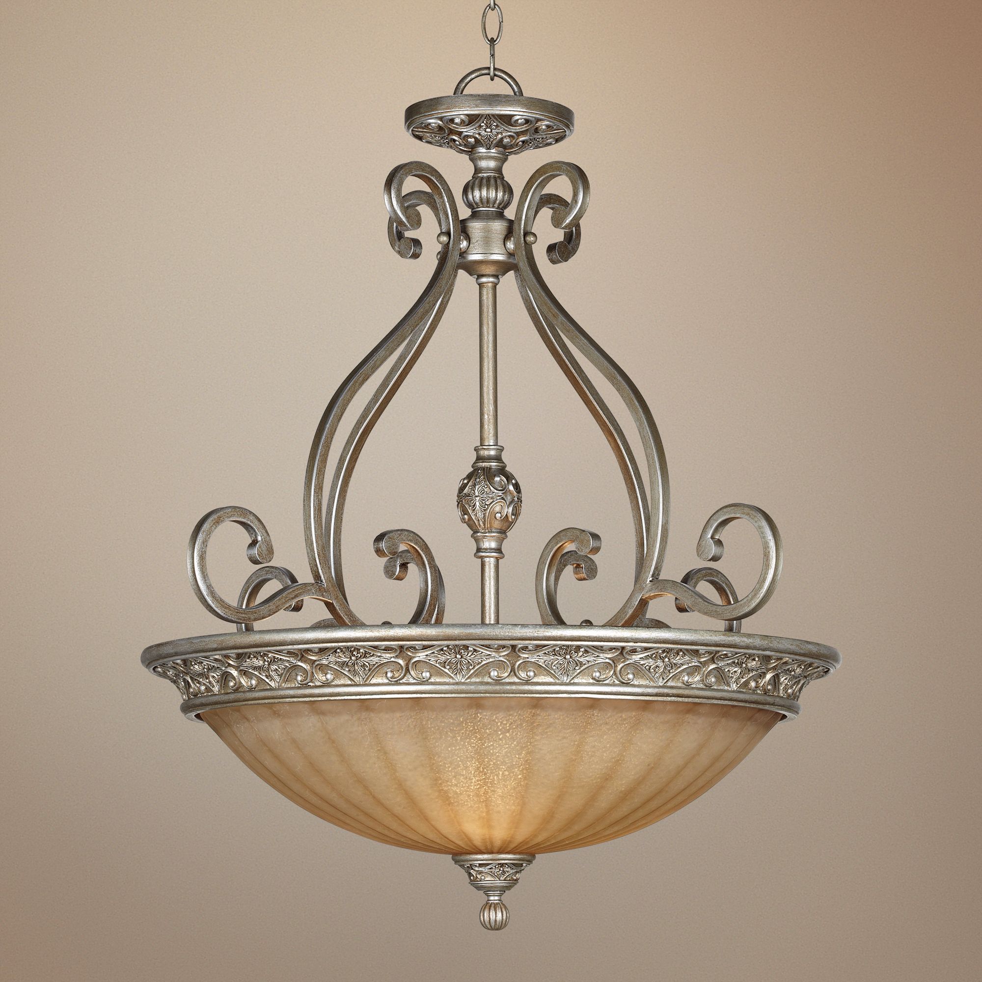 Kathy Ireland Sterling Estate 27" Wide Silver Pendant Light