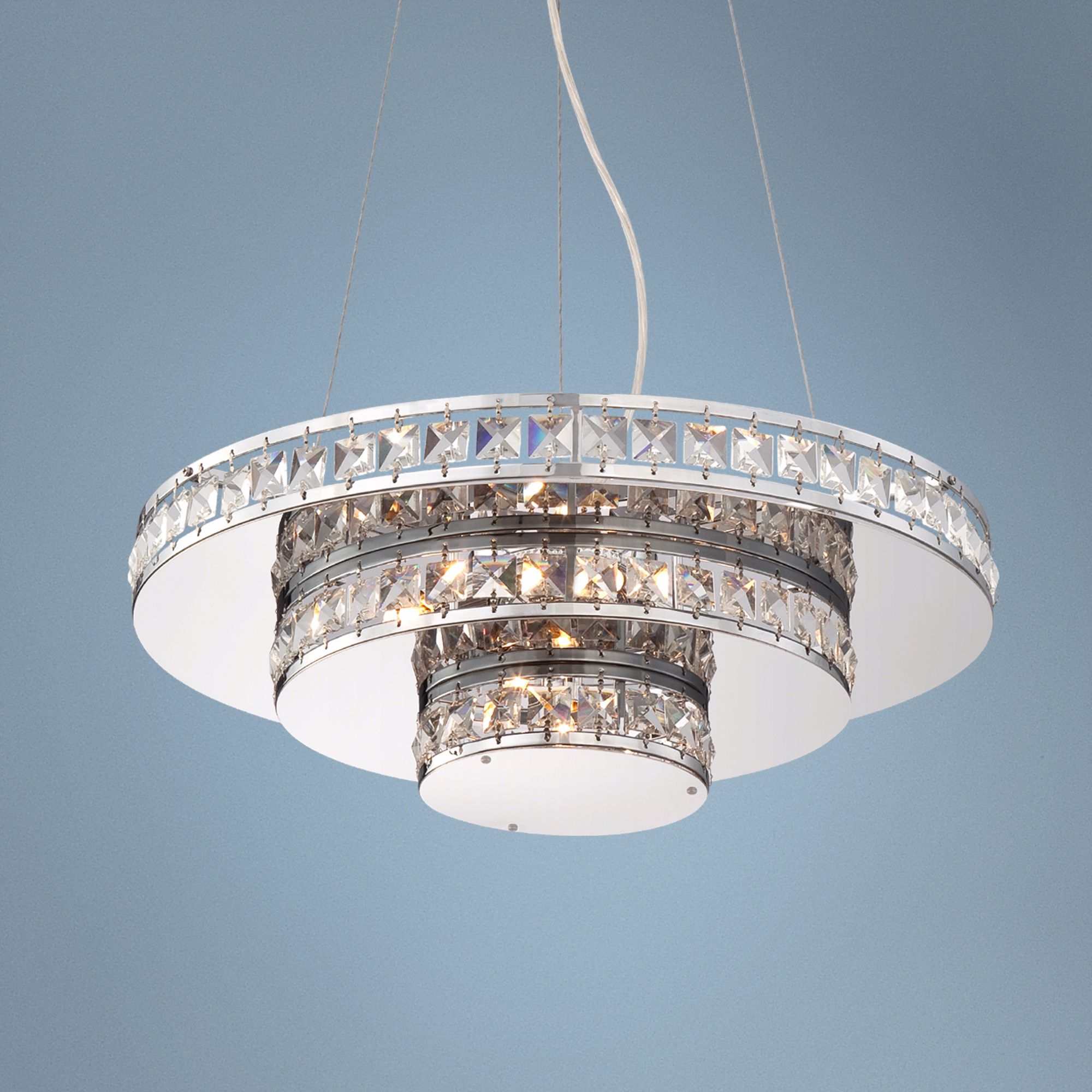 Vienna Full Spectrum 18" Wide Mirror and Crystal Chandelier
