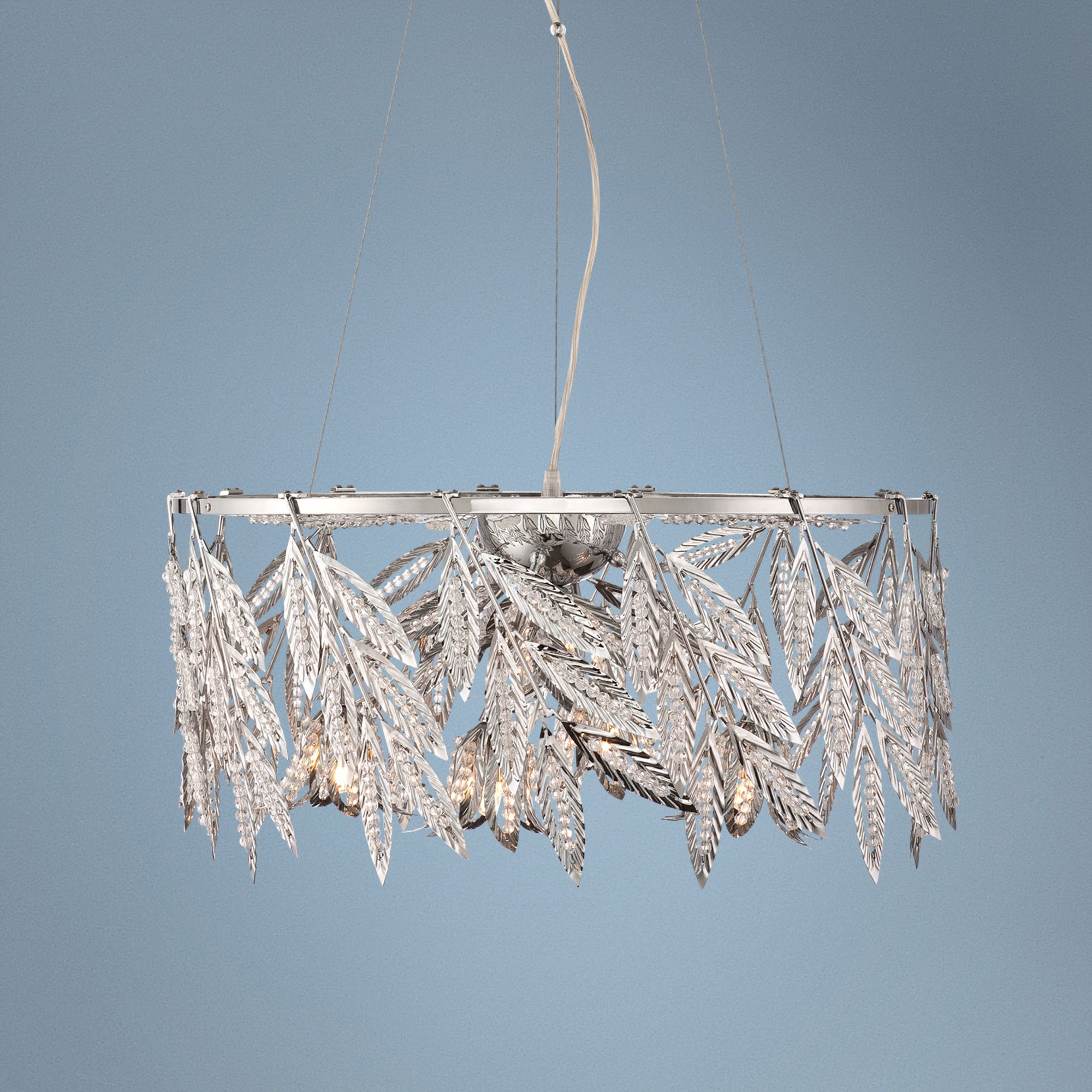 Possini Euro Leafy 20" Wide Chrome Pendant Light