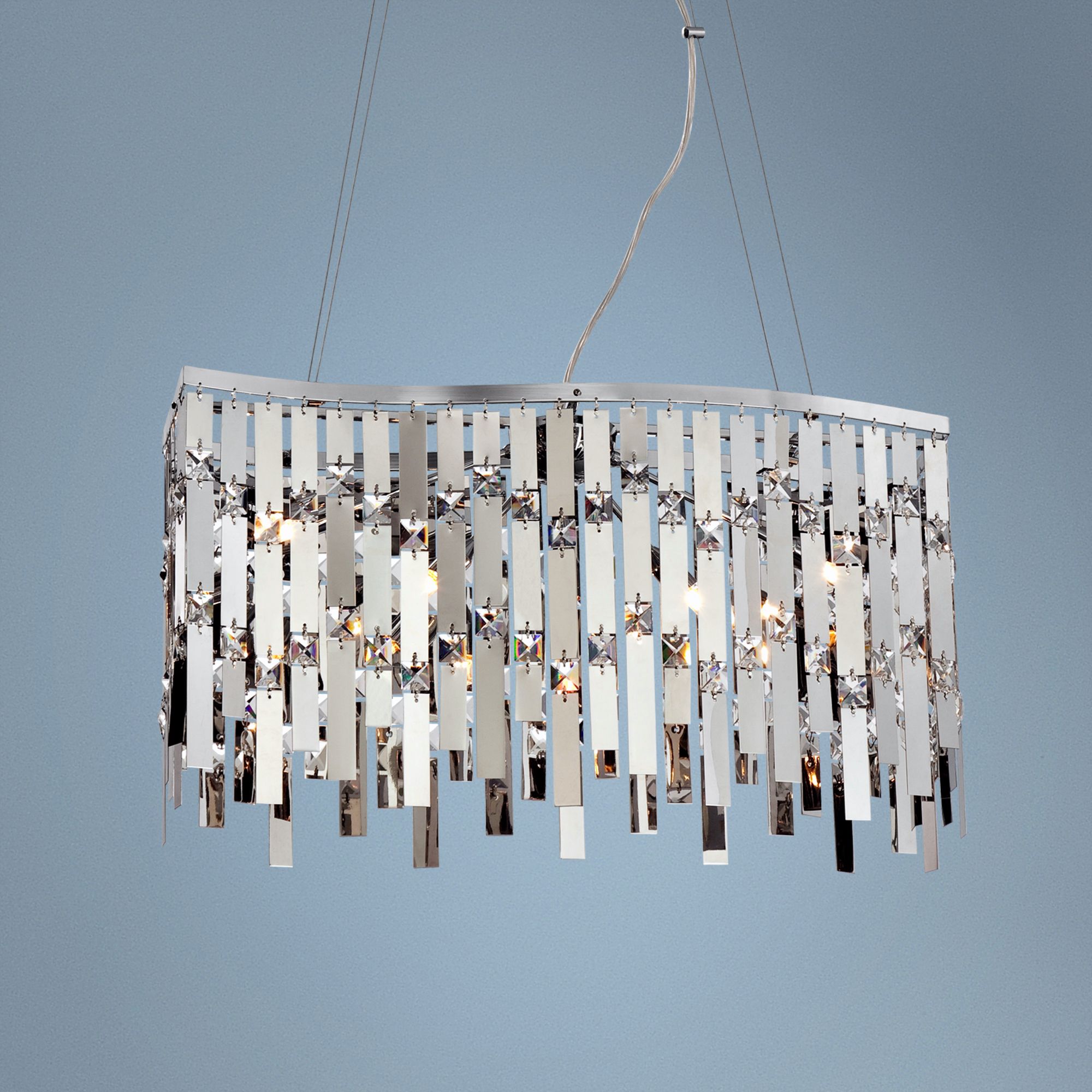 Possini Euro Wave Rectangle 22 1/2" Chrome Pendant Light