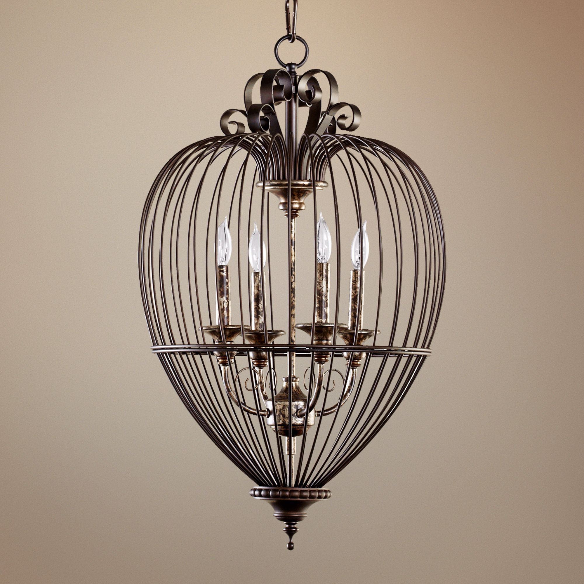 Quorum Birdcage 4-Light 17" Wide Oiled Bronze Pendant Light