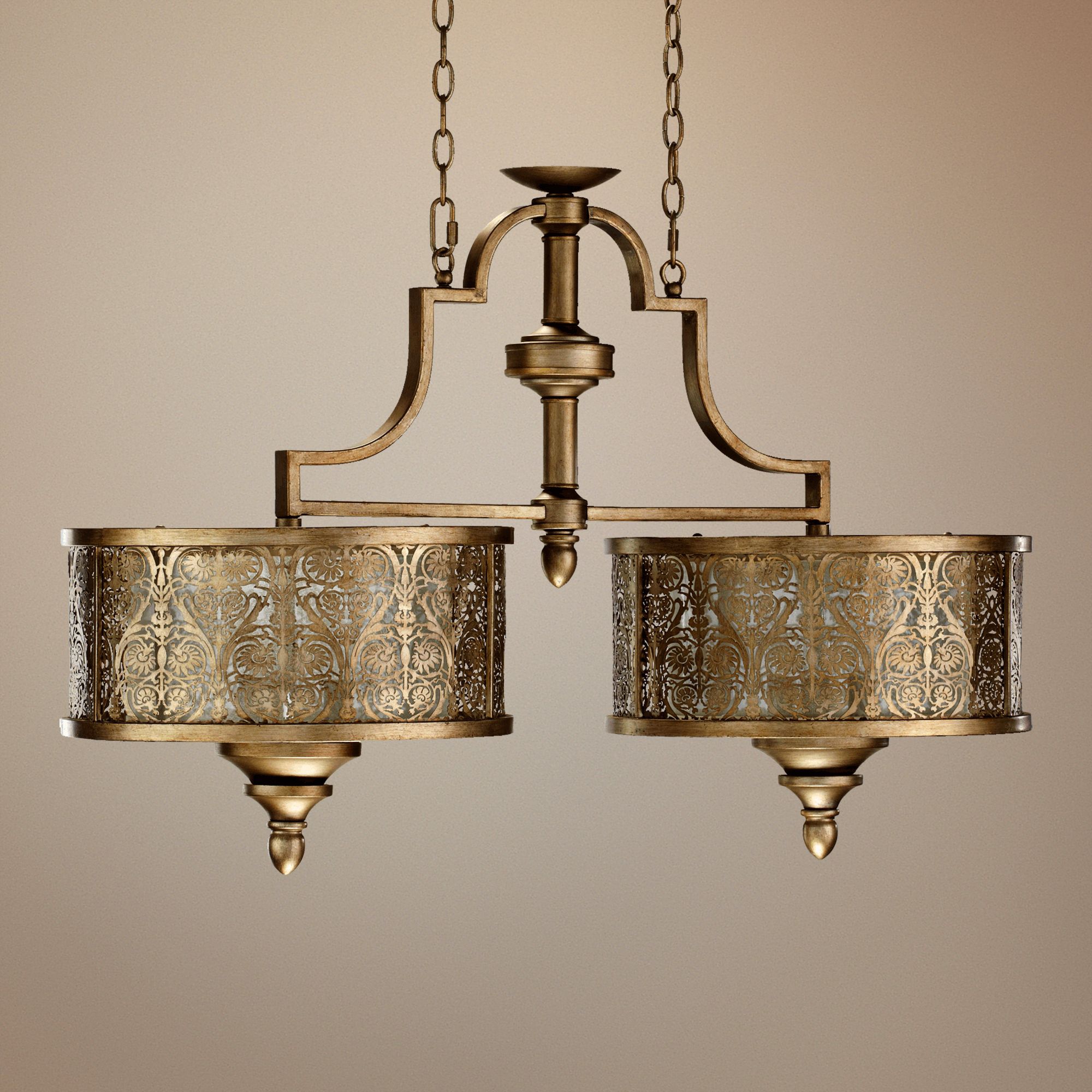 Quorum French Damask 38" Vintage Pewter Island Chandelier
