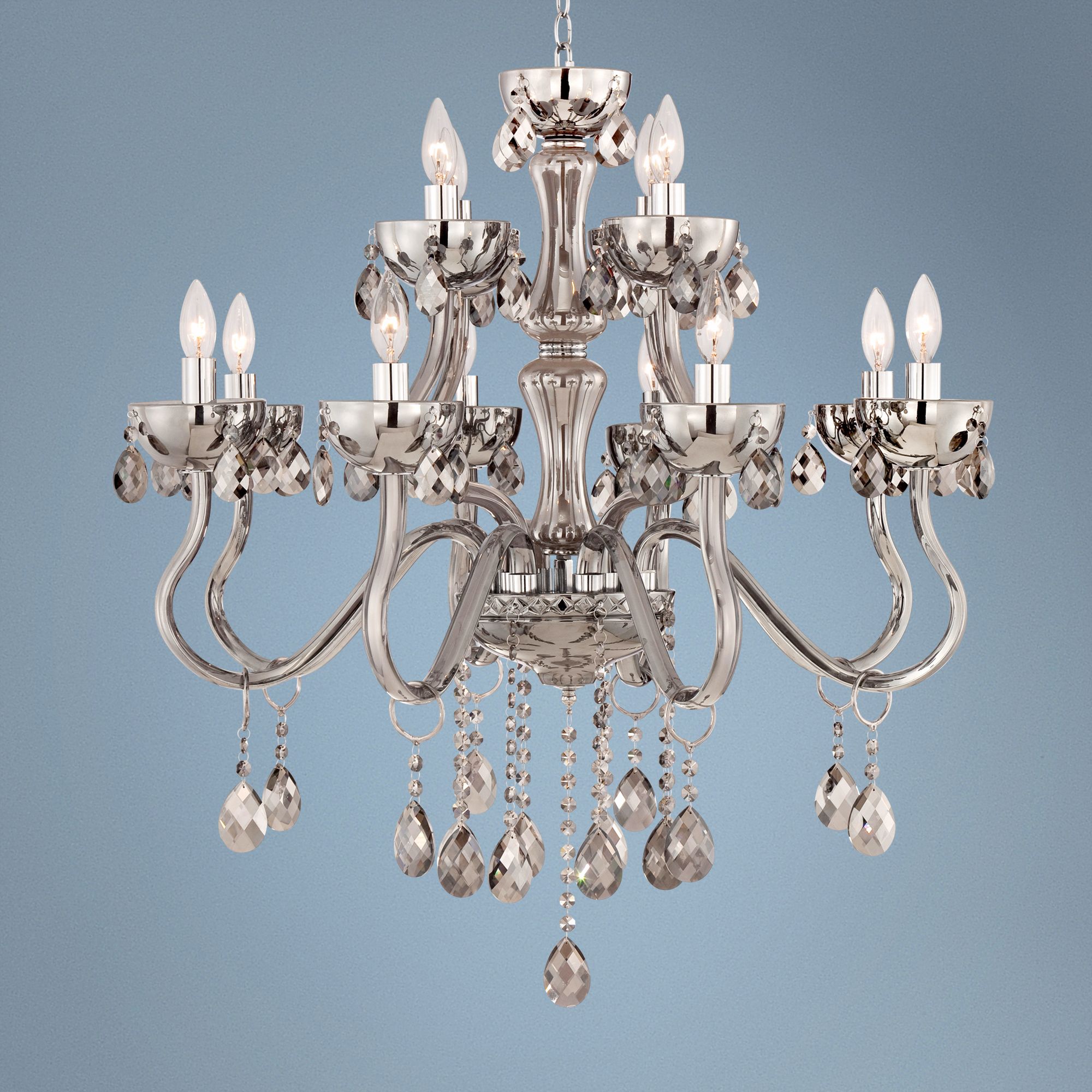 Smoke Glass 12-Light 31 1/2" Wide Crystal Chandelier