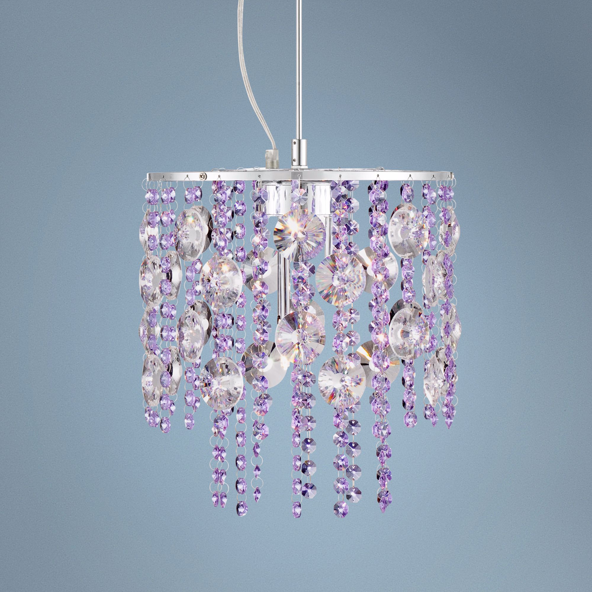 Violet Crystal 11" Wide Chrome Pendant Light