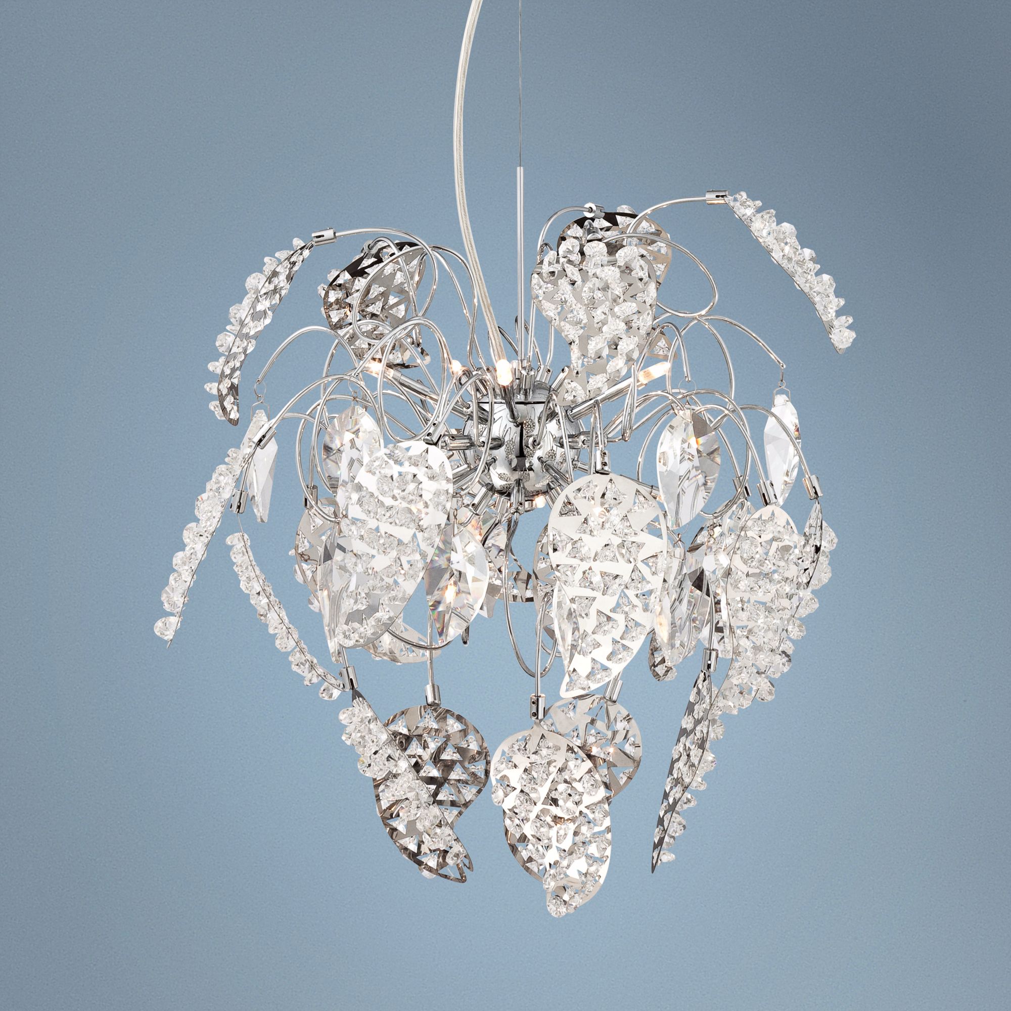 Letia Chrome Leaf 22 1/2" Wide Crystal Pendant Light