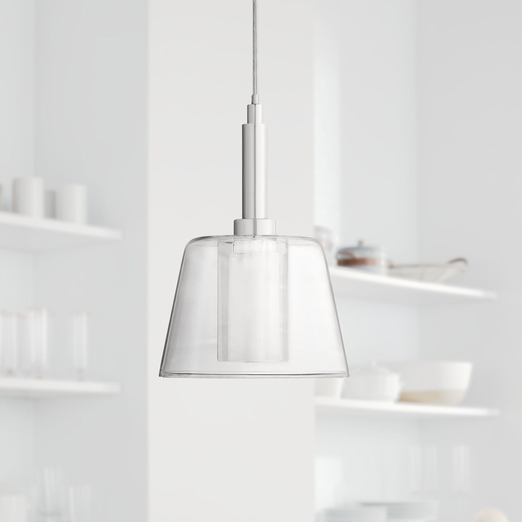 Chrome Mini Double Glass Pendant Light
