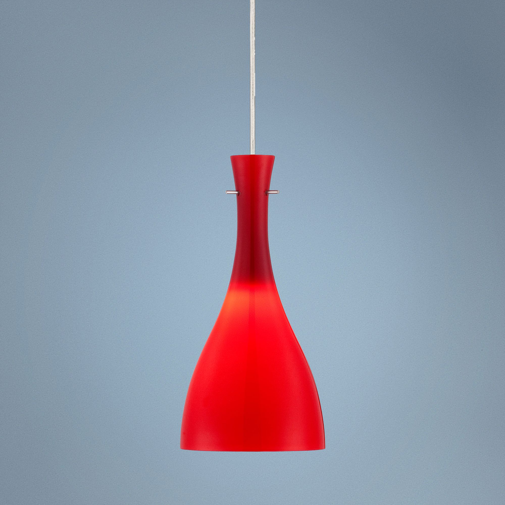 Vermelho 5 3/4" Wide Red Glass LED Mini Pendant