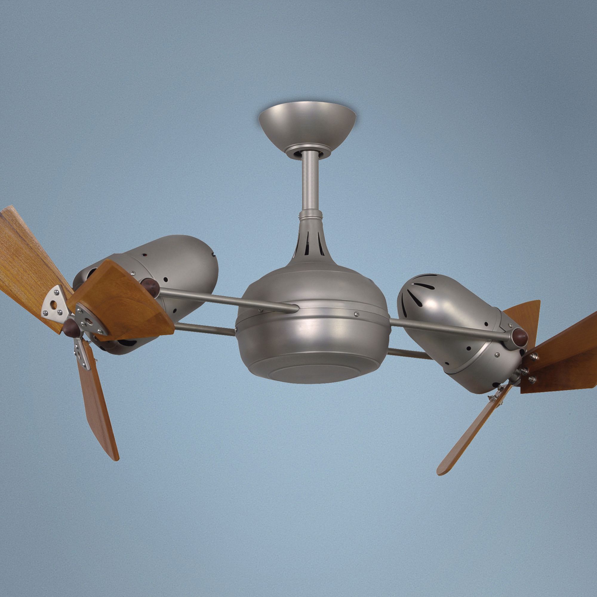 38" Matthews Dagny Nickel and Mahogany Dual Ceiling Fan