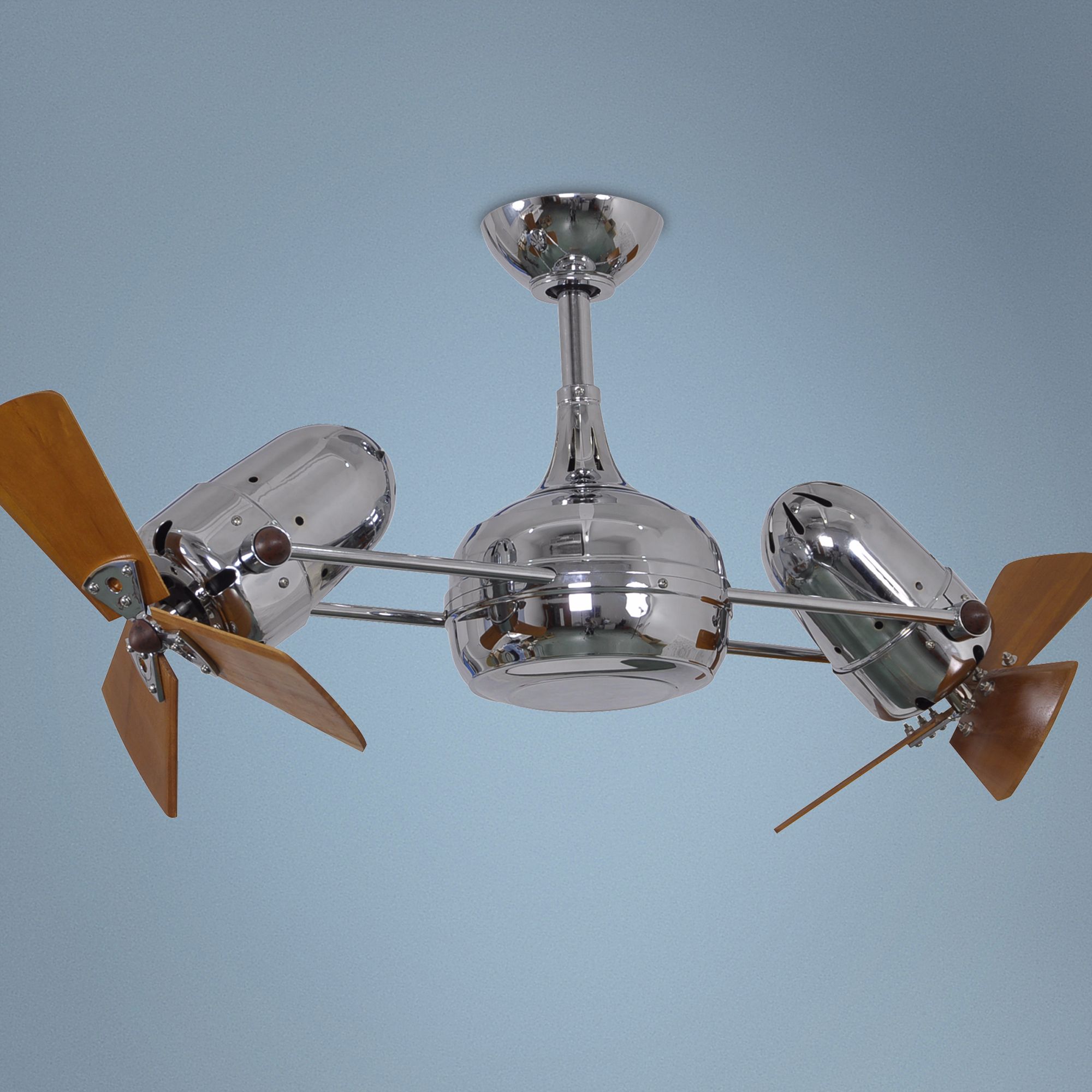 38" Matthews Dagny Chrome and Mahogany Dual Ceiling Fan