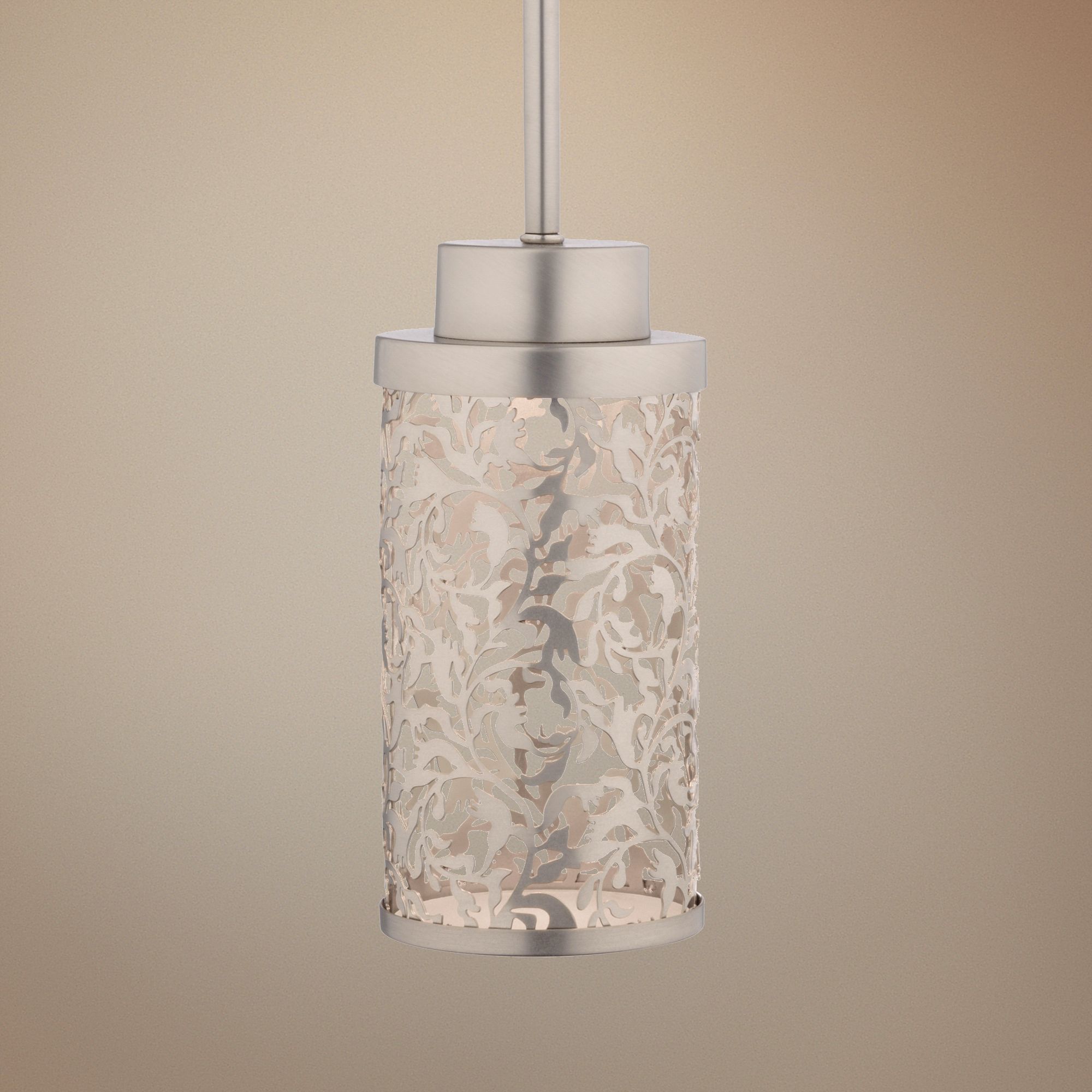Forecast Brocade LED 4" Laser Cut Nickel Mini Pendant