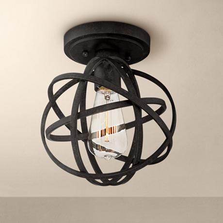 Industrial Atom 8" Wide Edison Bronze Ceiling Light